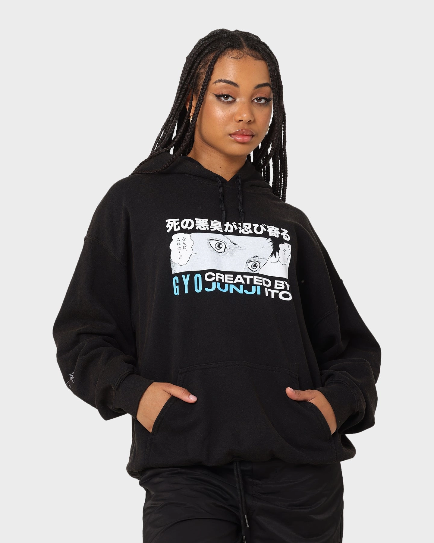 Goat Crew X Gyo Gyo Vintage Hoodie Washed Black Slim Fit Design