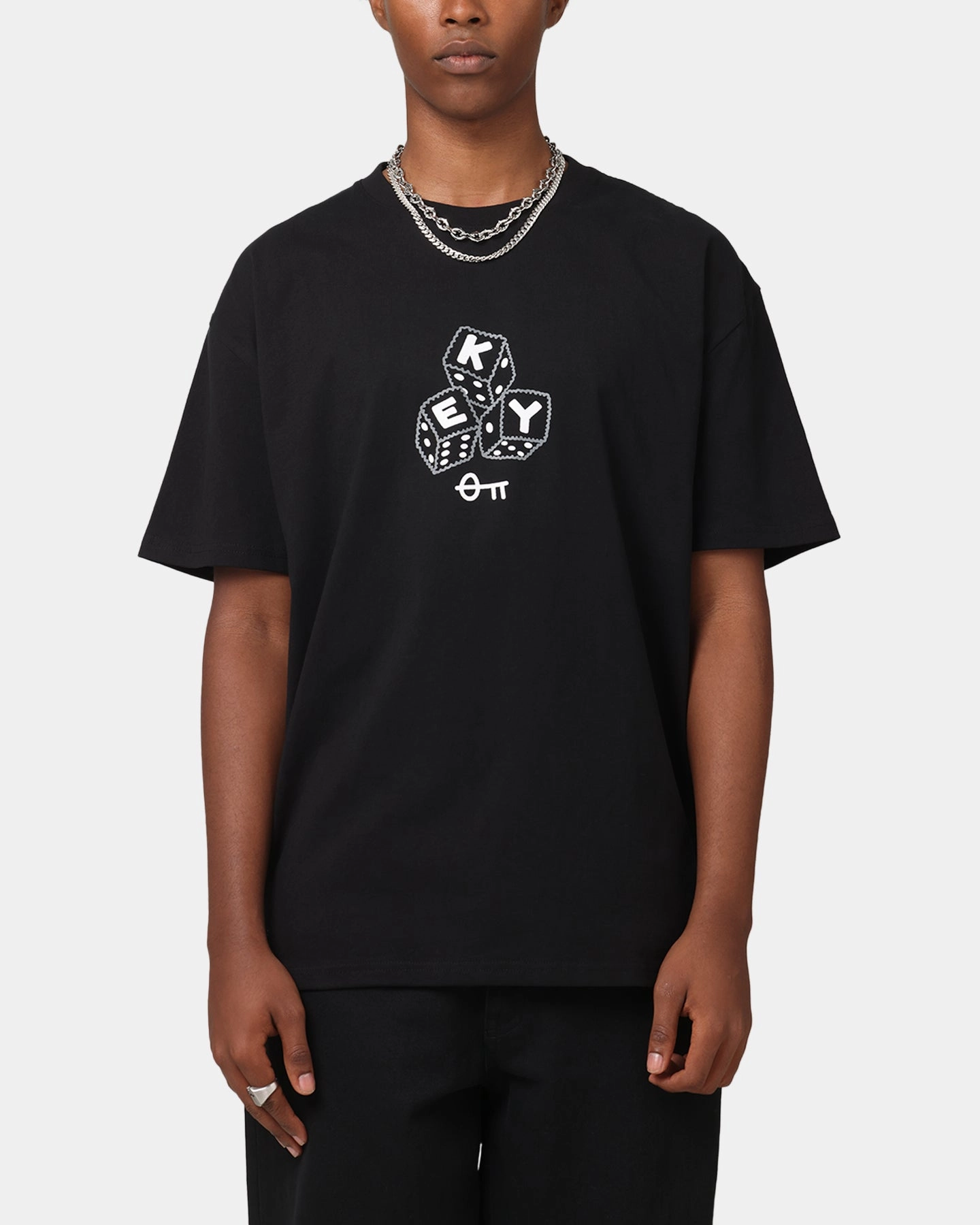 Key Street Dice Vintage T-Shirt Black Flexible Ribbed Neckline
