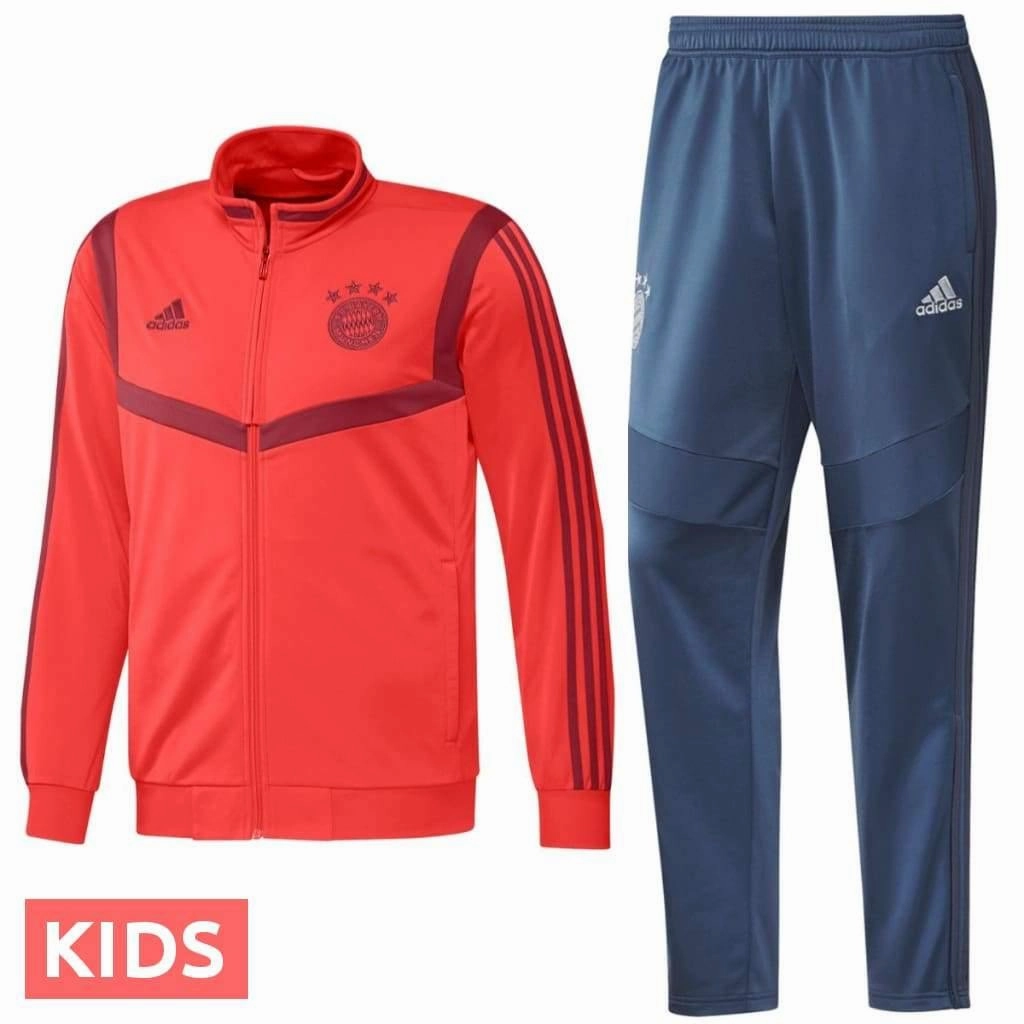 Kids - Bayern Munich training bench Soccer tracksuit 2019/20 - Adidas Strategic Ventilation Cuts Fitness Clothing