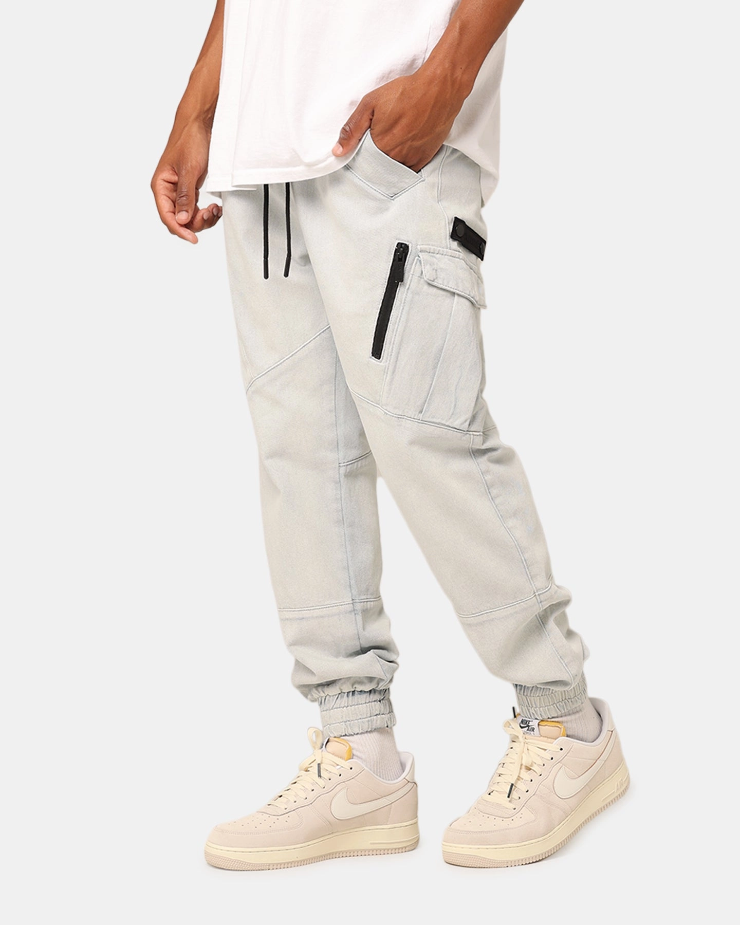 Non Binding Cuffs Breathable mesh lining Carre Evolution XL Denim Cargo Jogger Light Blue