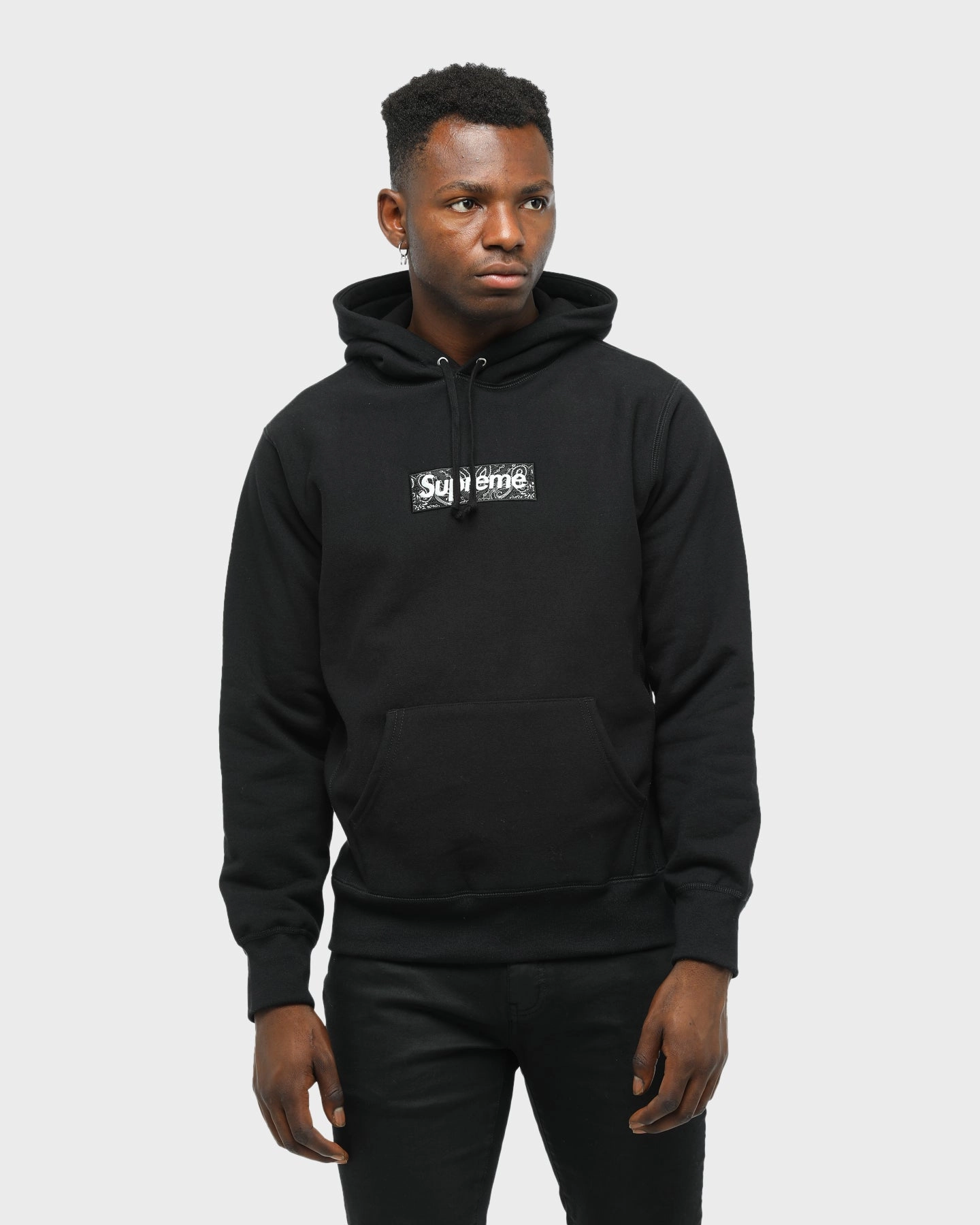 Noise Reducing Zippers SUPREME BANDANA BOX LOGO HOOD BLACK