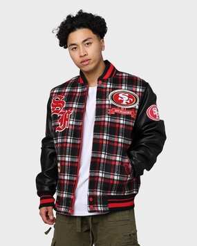 Loose-fit Pro Standard San Francisco 49ers Pro Prep Plaid Jacket Red/Black