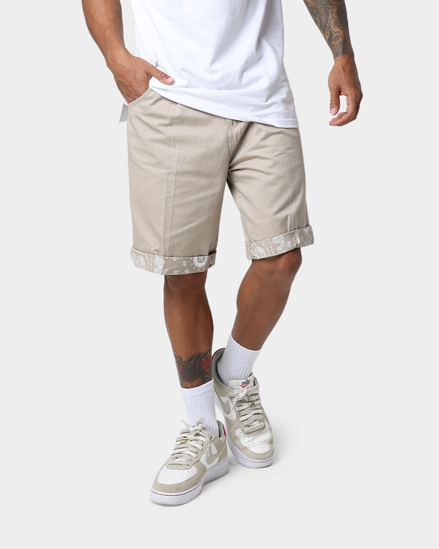 Carre Bandana Ultra Chino Shorts Stone Polyester shorts