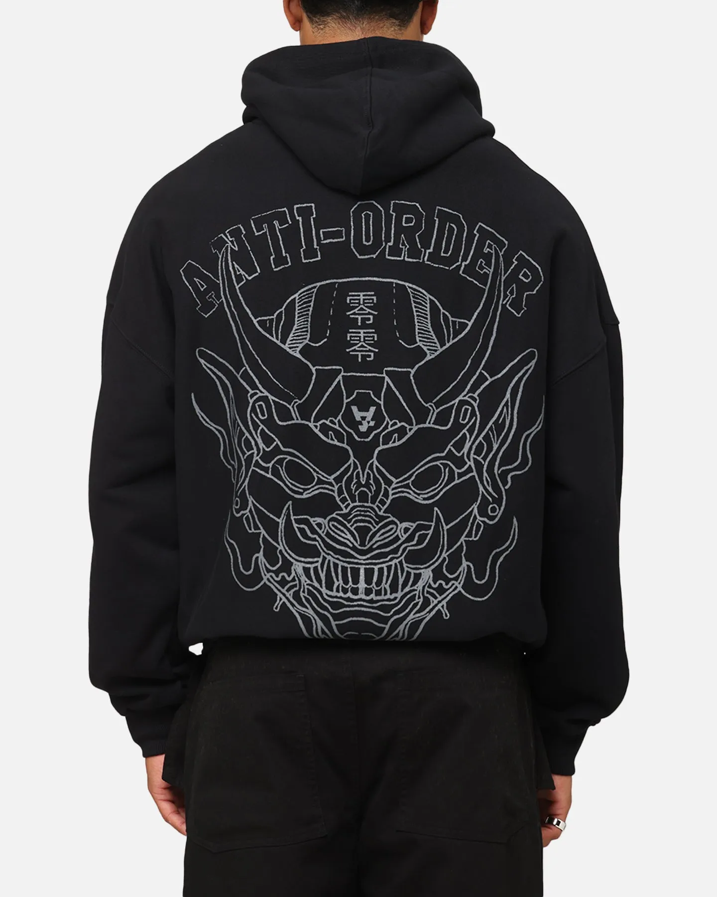 Expandable Sleeve Cuffs Learn The Anti Order Akuma Boxy Hoodie Black/Grey