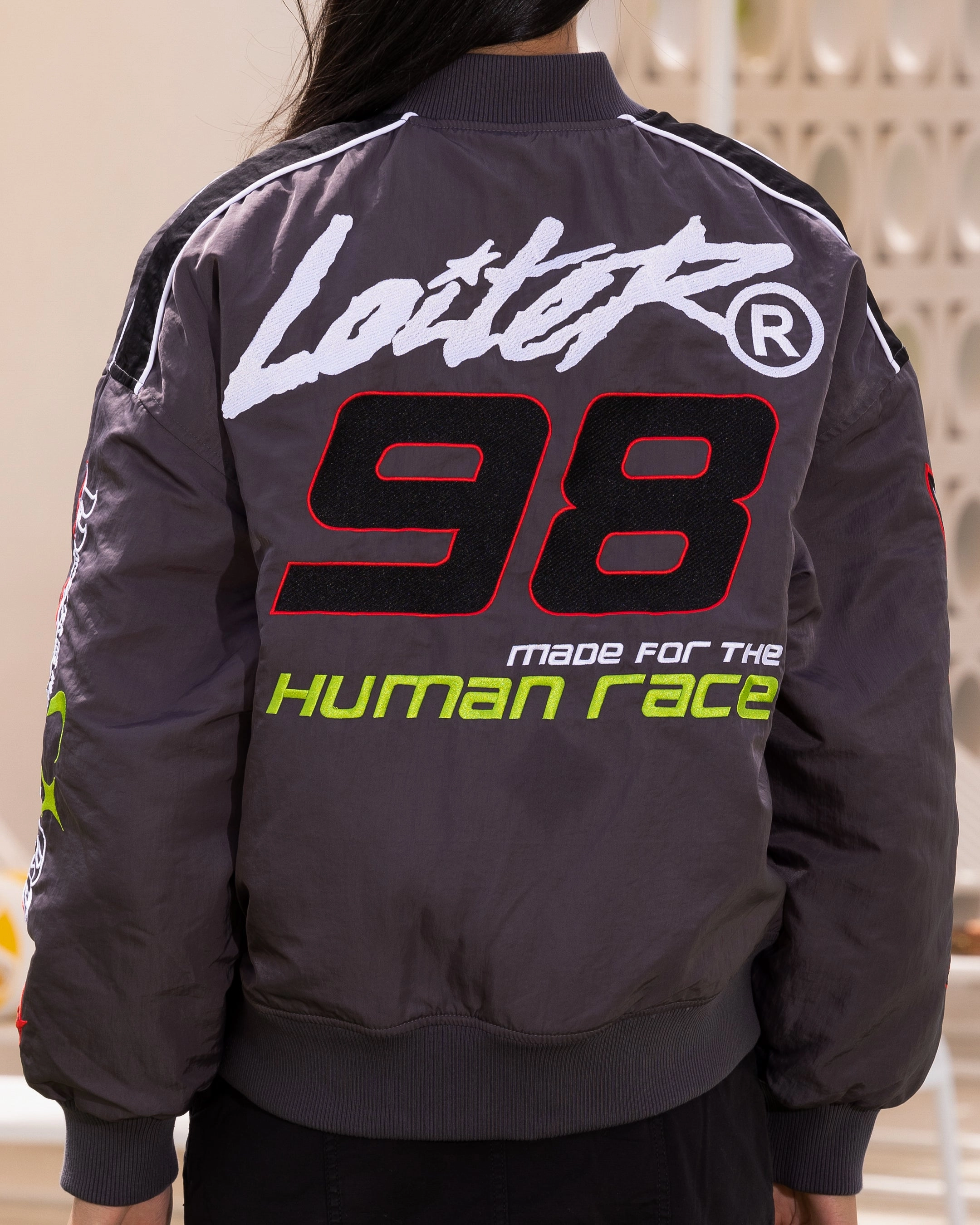 Loiter Racer Motor Jacket Charcoal Danger Powder