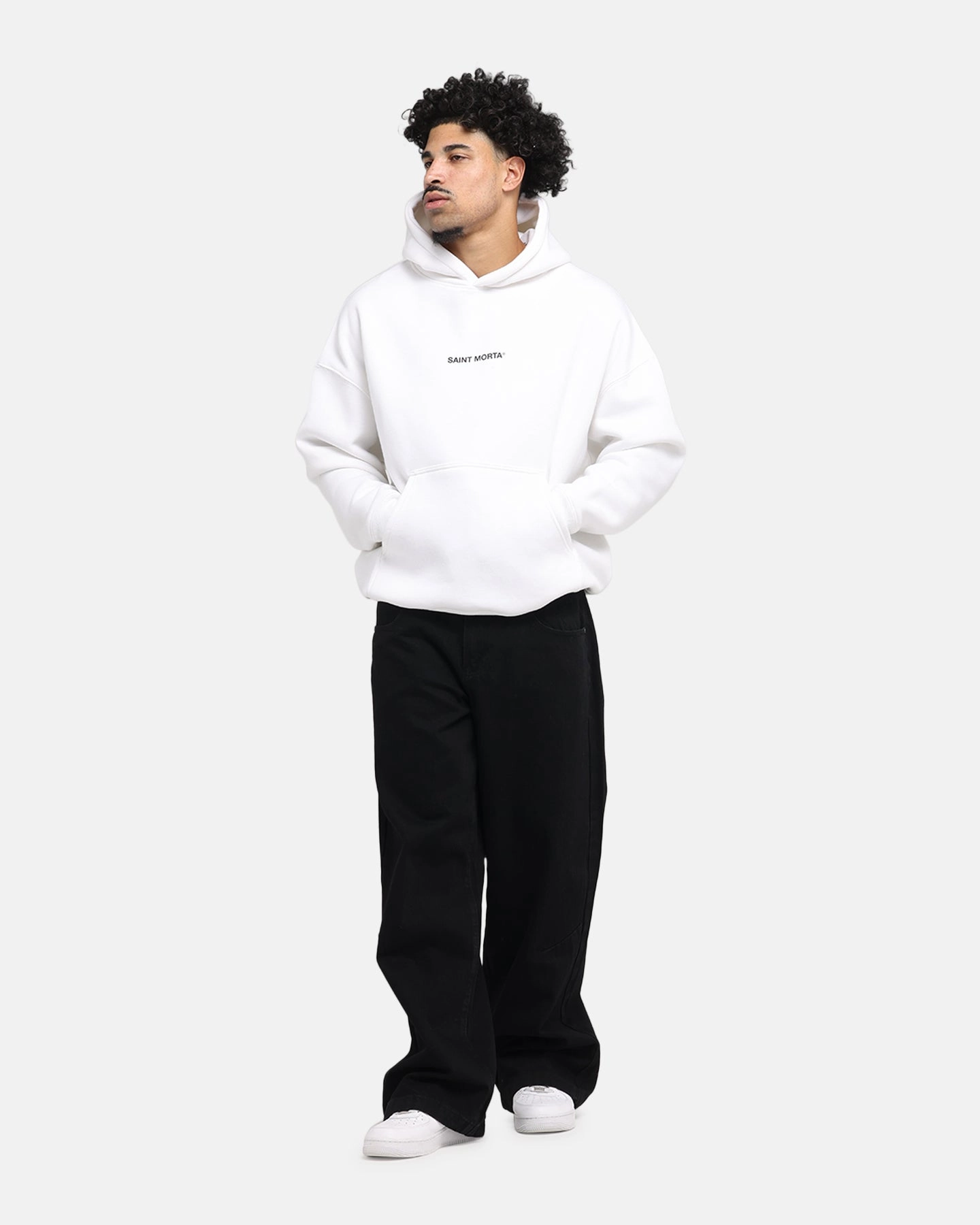 College Essential windproof lining Saint Morta Lover Club Boxy Hoodie White