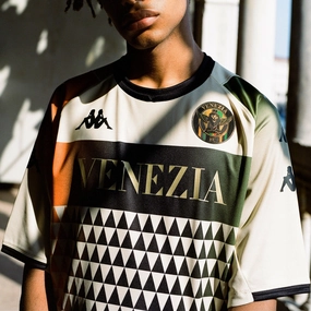Contoured Footbed Design Vented Panels Venezia FC cream Away Soccer jersey 2022 - Kappa