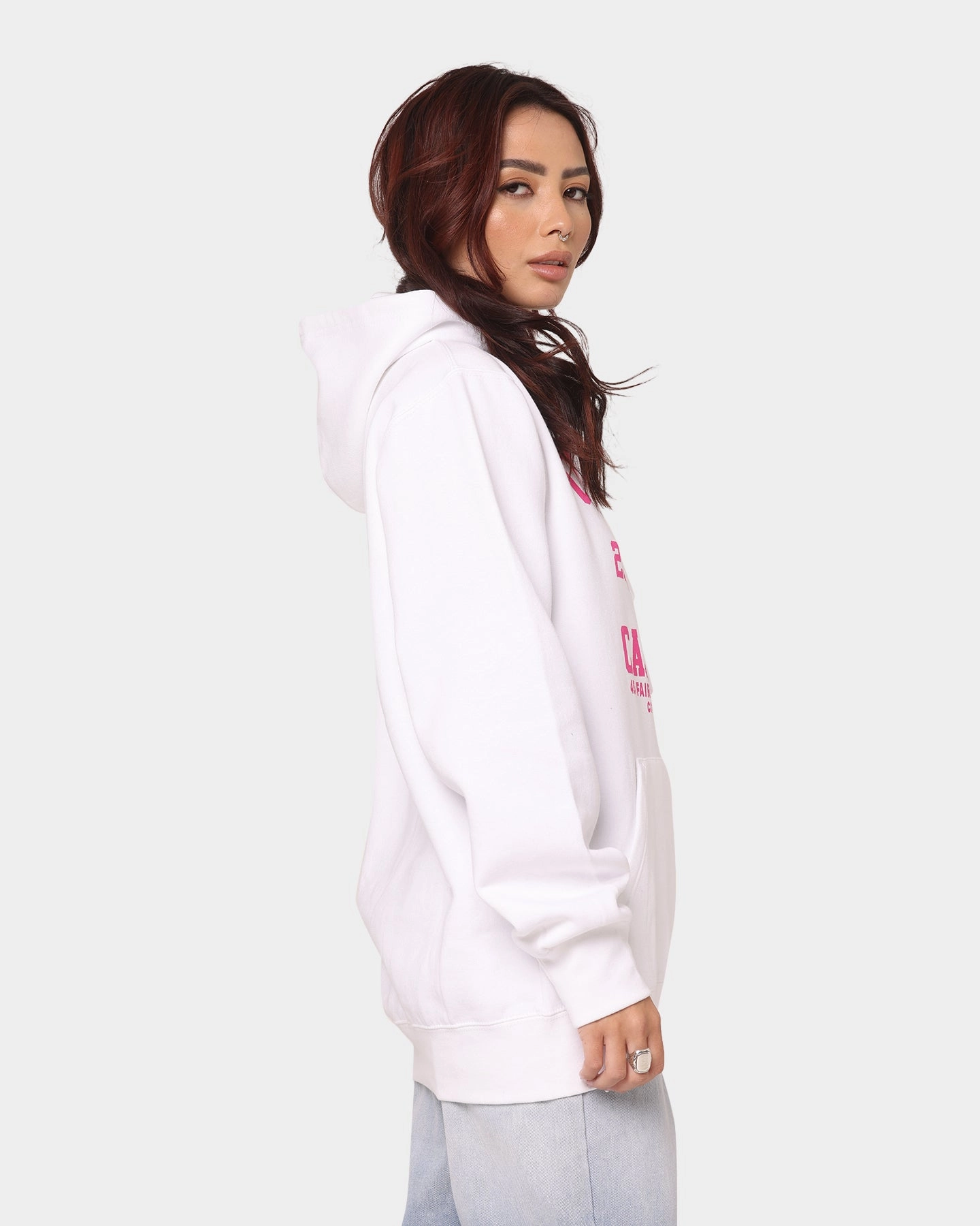 Oversized Crooks & Castles Fairfax Varsity Hoodie Hot Pink/White