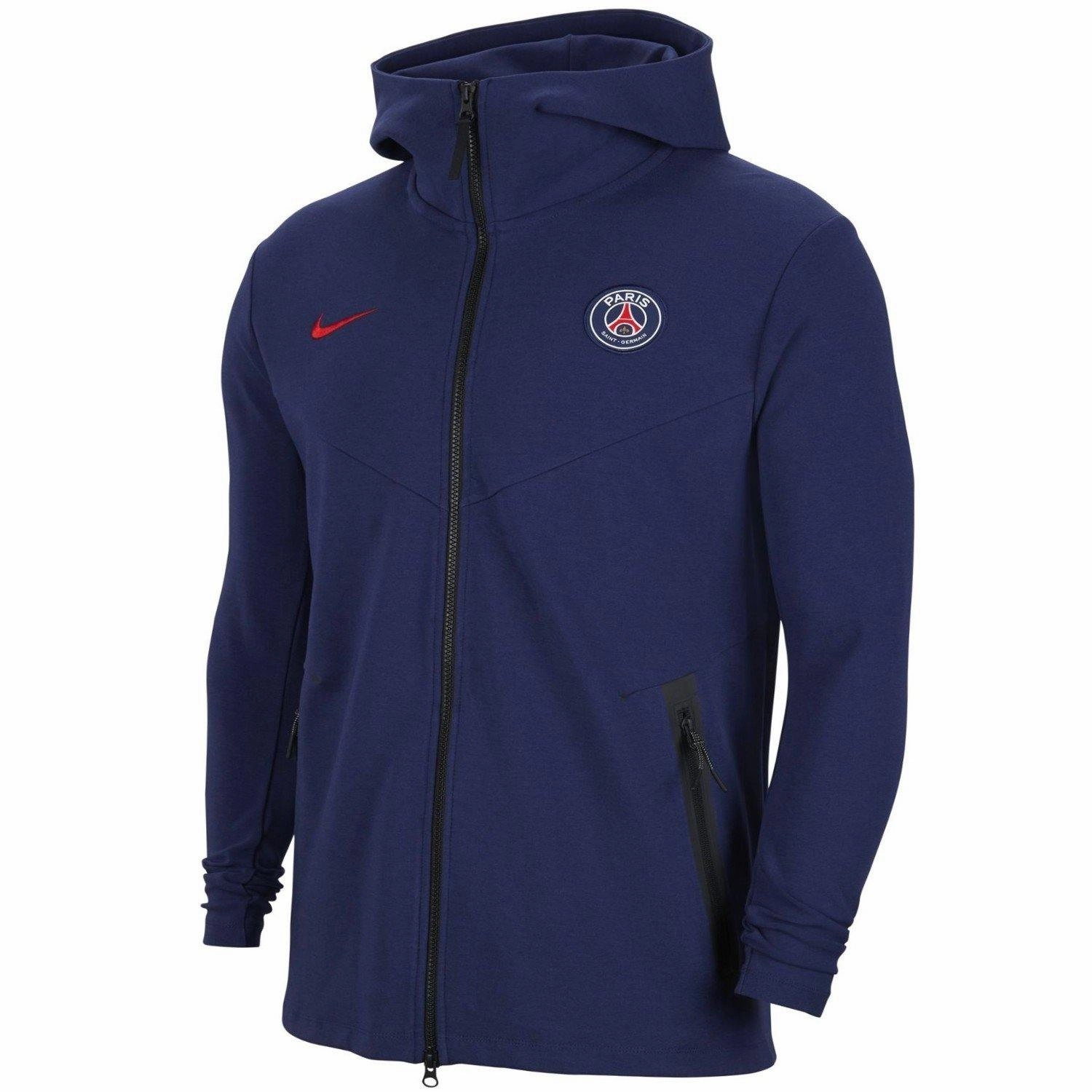 shoe venue AntiPilling Fabric PSG Tech pro navy presentation soccer tracksuit 2020/21 - Nike