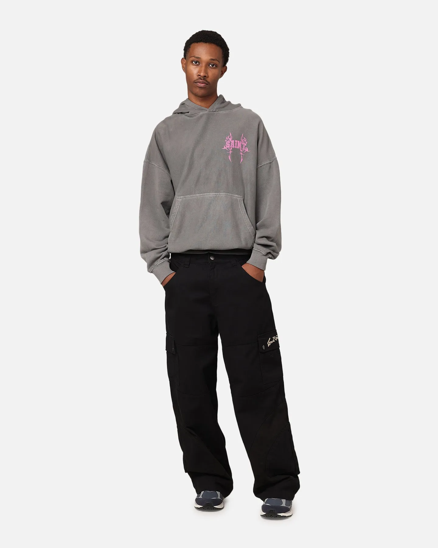 Saint Morta Wraith Crucifix Hoodie Washed Charcoal Athletic Wear