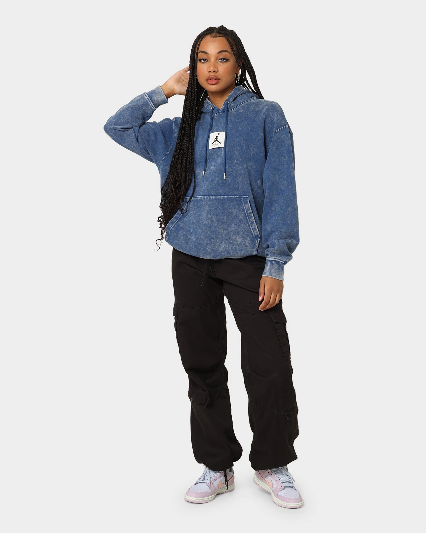 Jordan Essential Statement Washed Fleece Hoodie French Blue Pilates Lotion