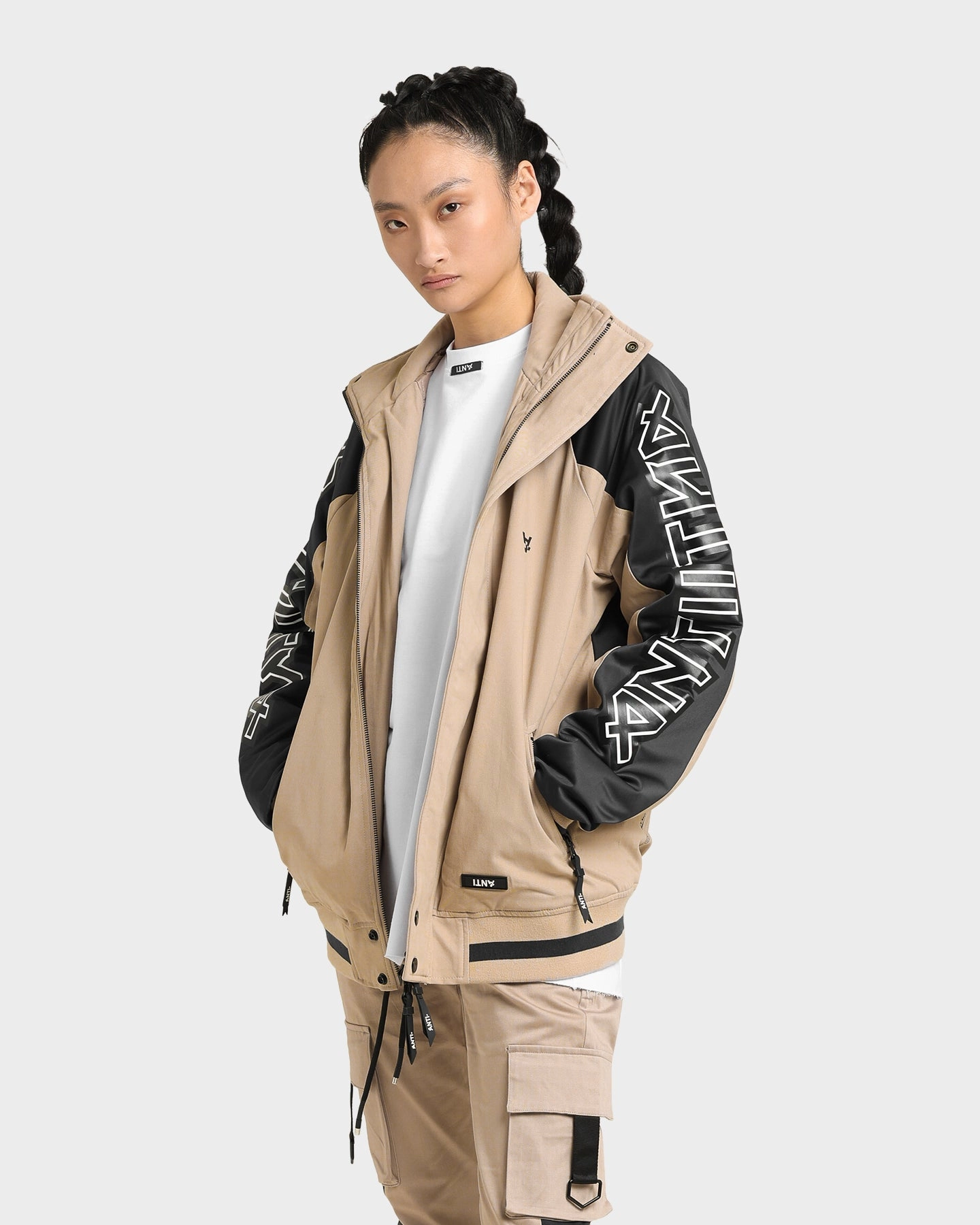 The Anti Order Terminus Jacket Bone/Navy self - treat Magnetic Closure Details