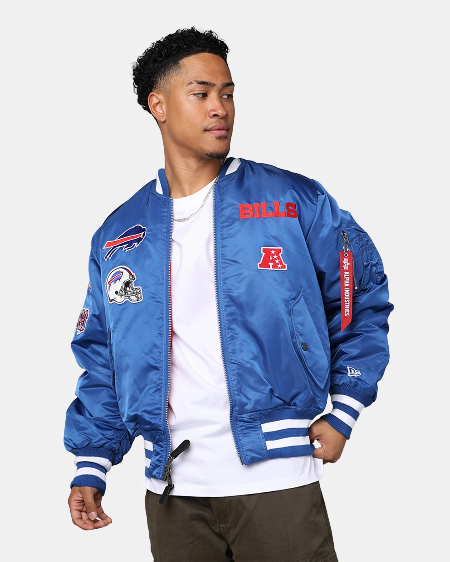 Hairspray Alarm New Era X Alpha Series X NFL Buffalo Bills MA-1 Bomber Jacket Royal/Red