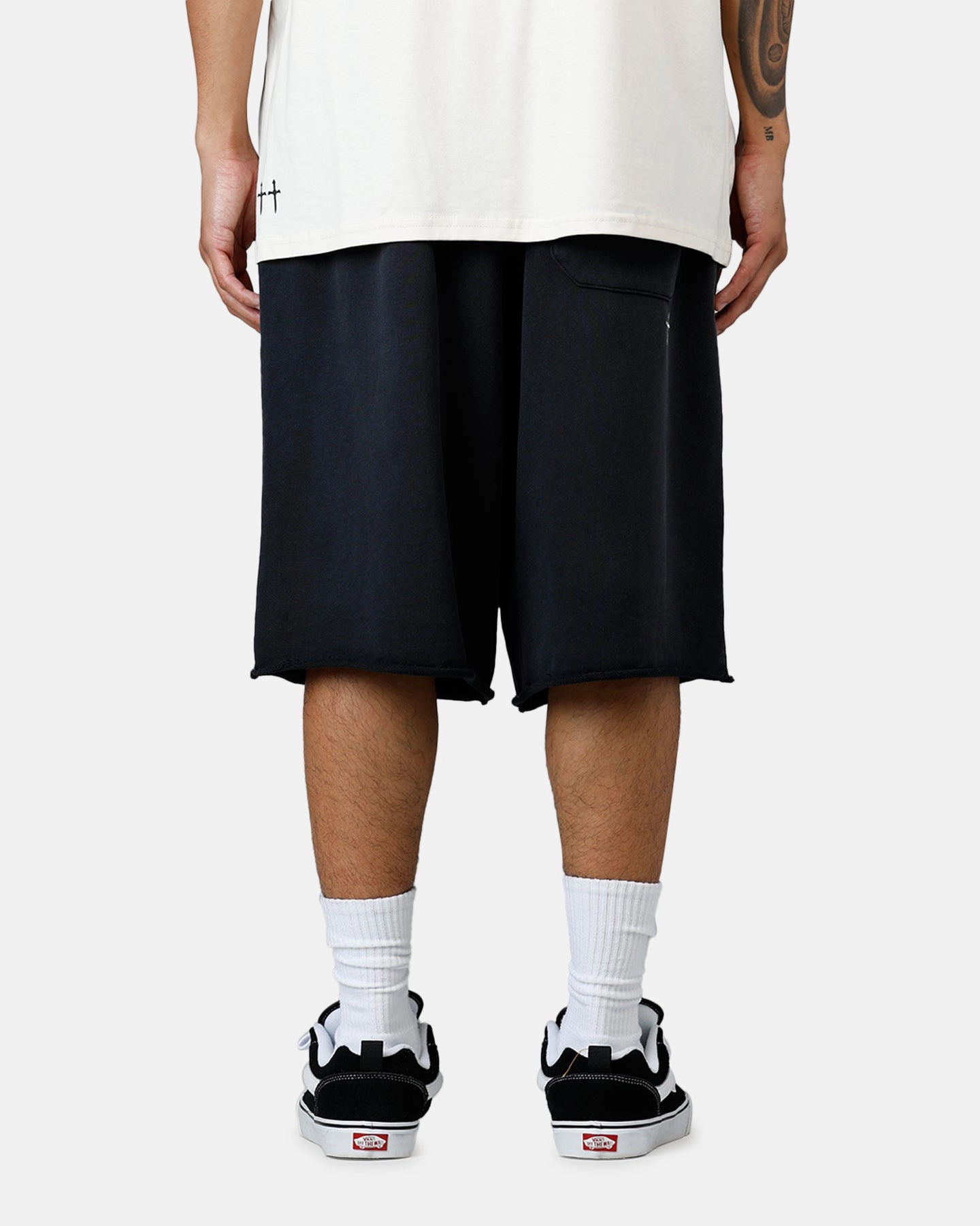 Saint Morta Warrior Baggy Sweat Shorts Washed Black Cool Breeze