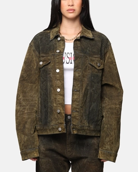 Foldable Collar MNML SL3 Suede Jacket Olive/Black