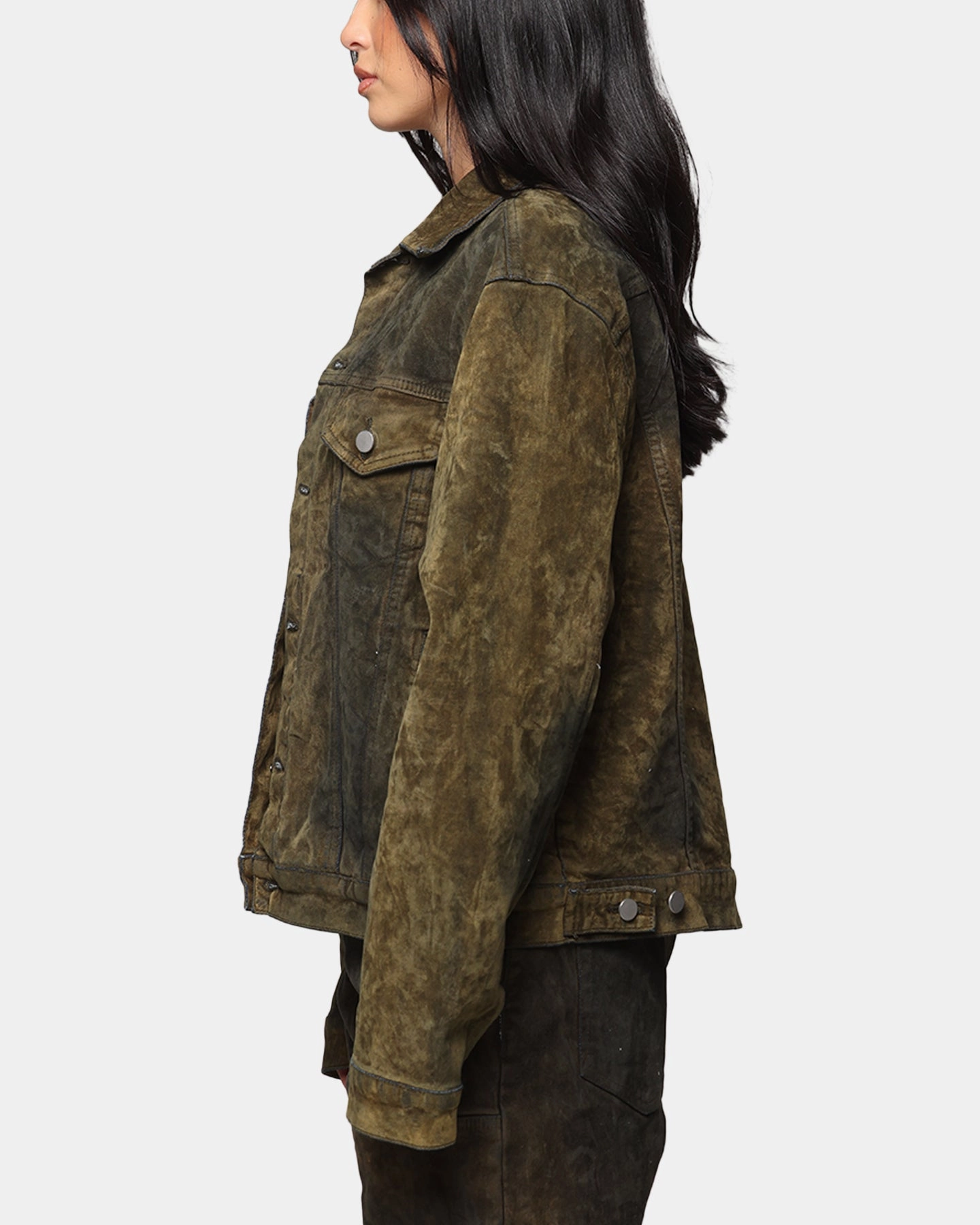 MNML SL3 Suede Jacket Olive/Black Excellence Drop Hem