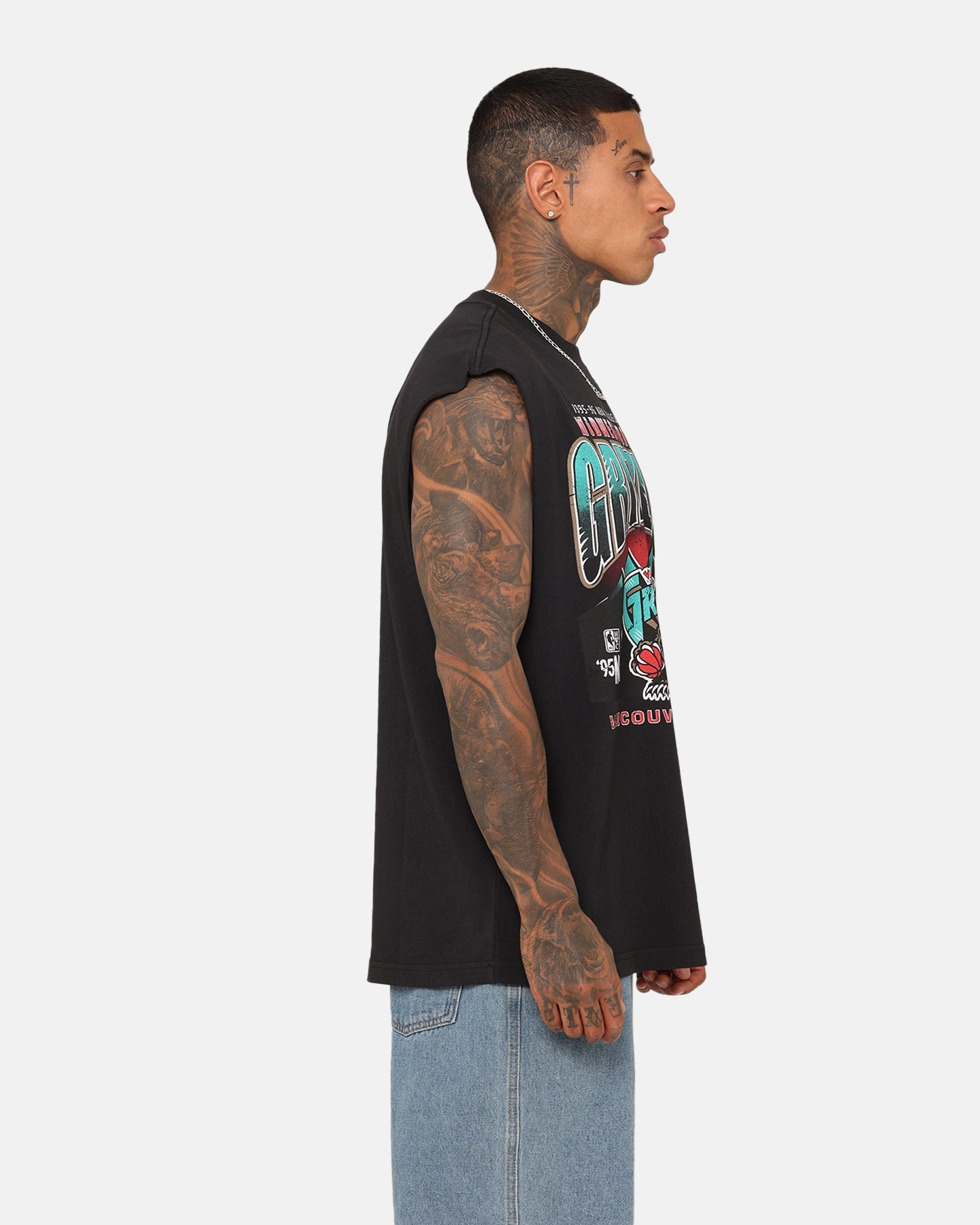 Comfortable And Versatile Mitchell & Ness Memphis Grizzlies Vintage Muscle T-Shirt Faded Black