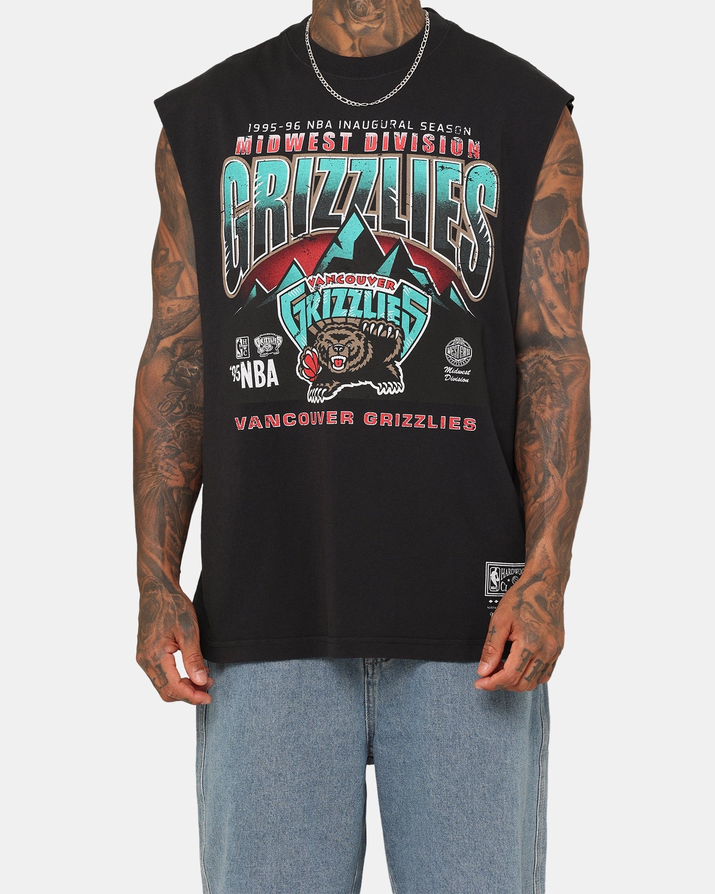 Mitchell & Ness Memphis Grizzlies Vintage Muscle T-Shirt Faded Black Classic