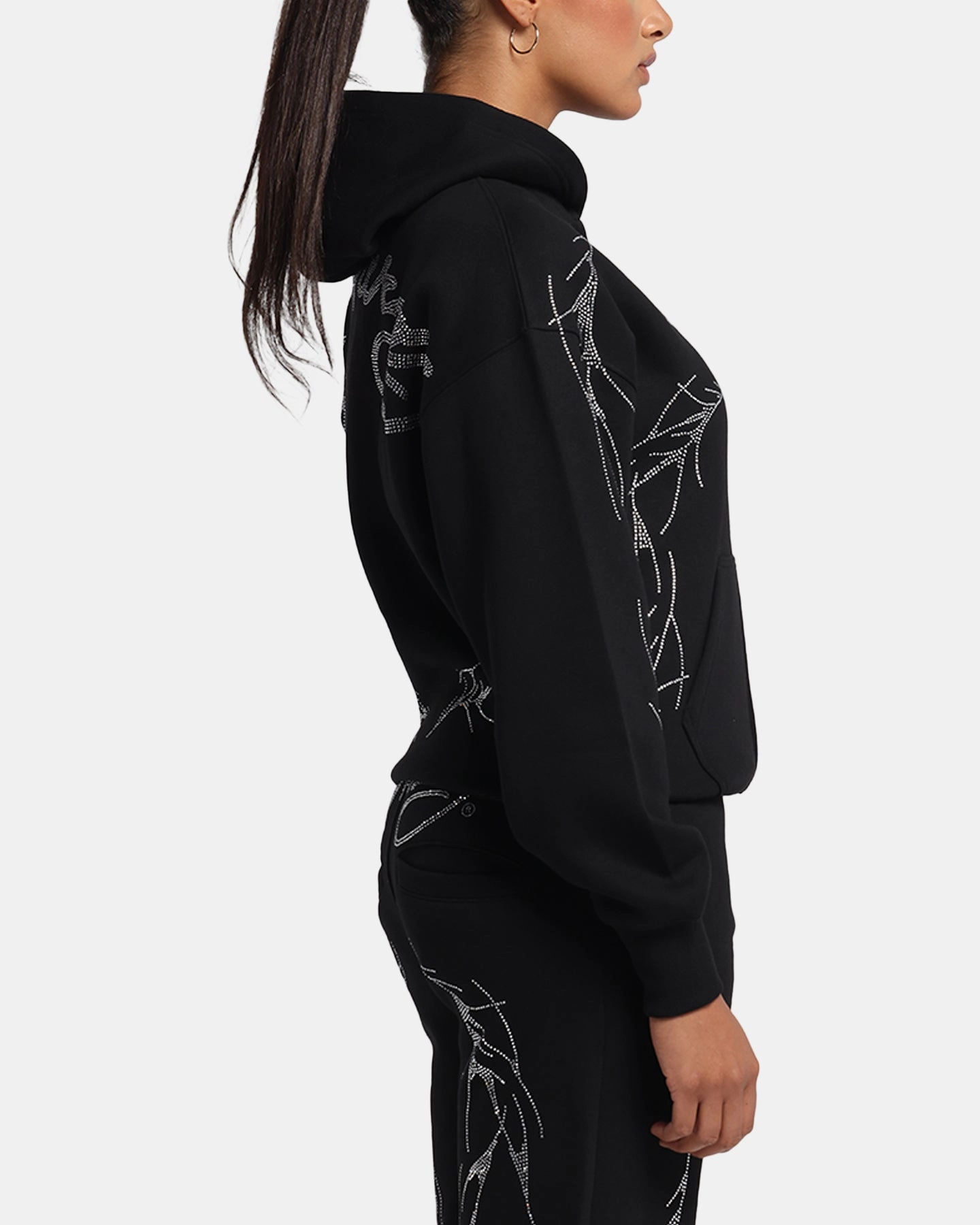 Ed Hardy Cyber Rhinestone Zip-Up Hoodie Black Surprise