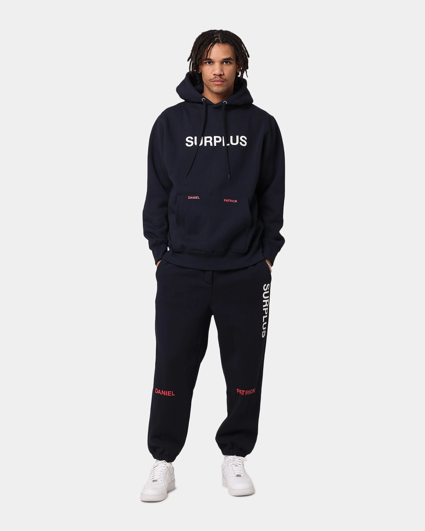 Loose-fit Daniel Patrick Surplus Logo Hoodie Navy/Cream/Red