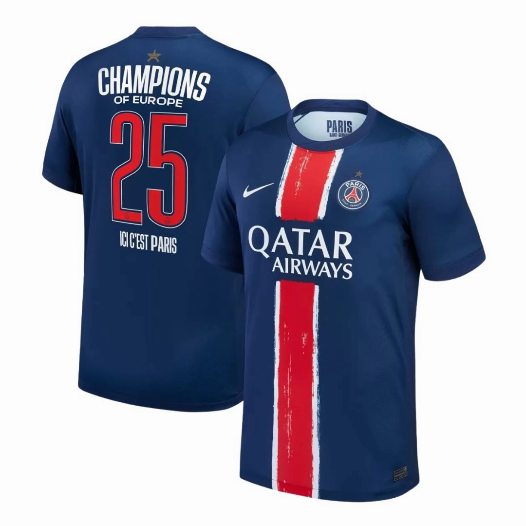 Pre Shrunk Material Dynamic Comfort PSG 2024/25 Champions League Special Edition Winners Jersey