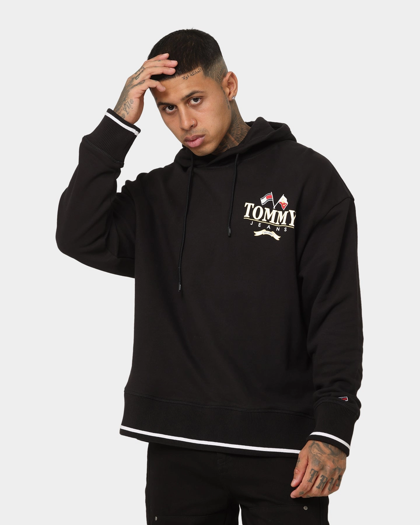 Tommy Jeans TJM Skater Prep Back Hoodie Black suitable for individual sports casual outing
