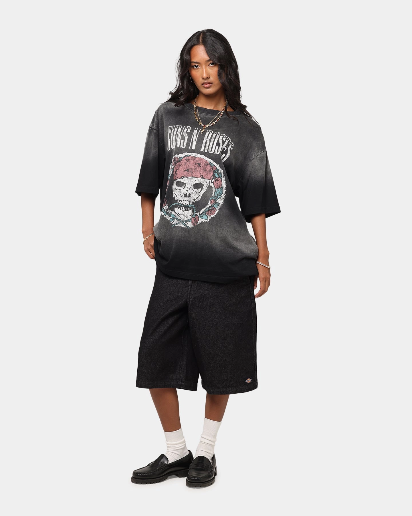 Guns N Roses LA Roses Vintage T-Shirt Washed Black Classic Chic Sporty Look