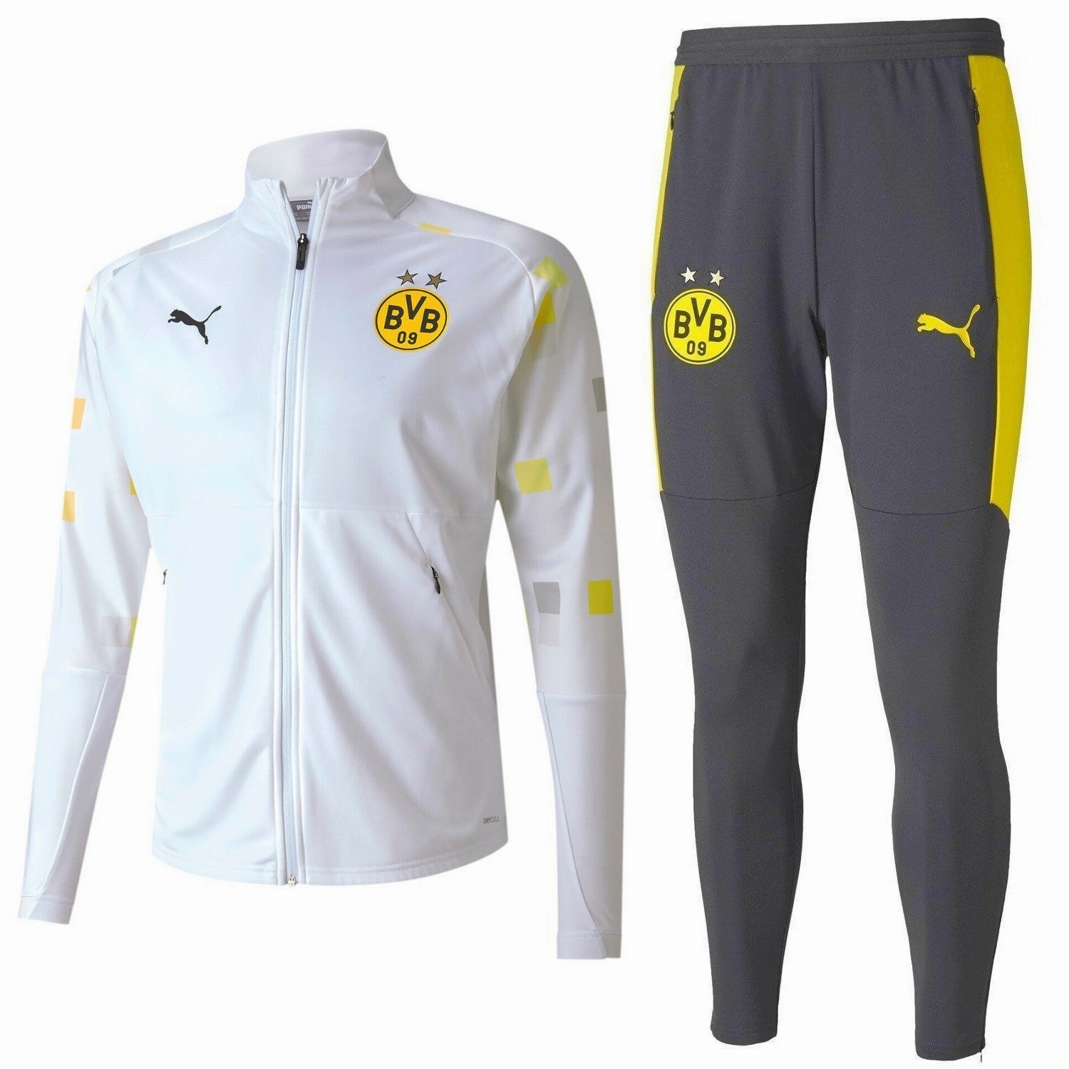 BVB Borussia Dortmund white/grey pre-match tracksuit 2020/21 - Puma Airflow channels Summer Wear