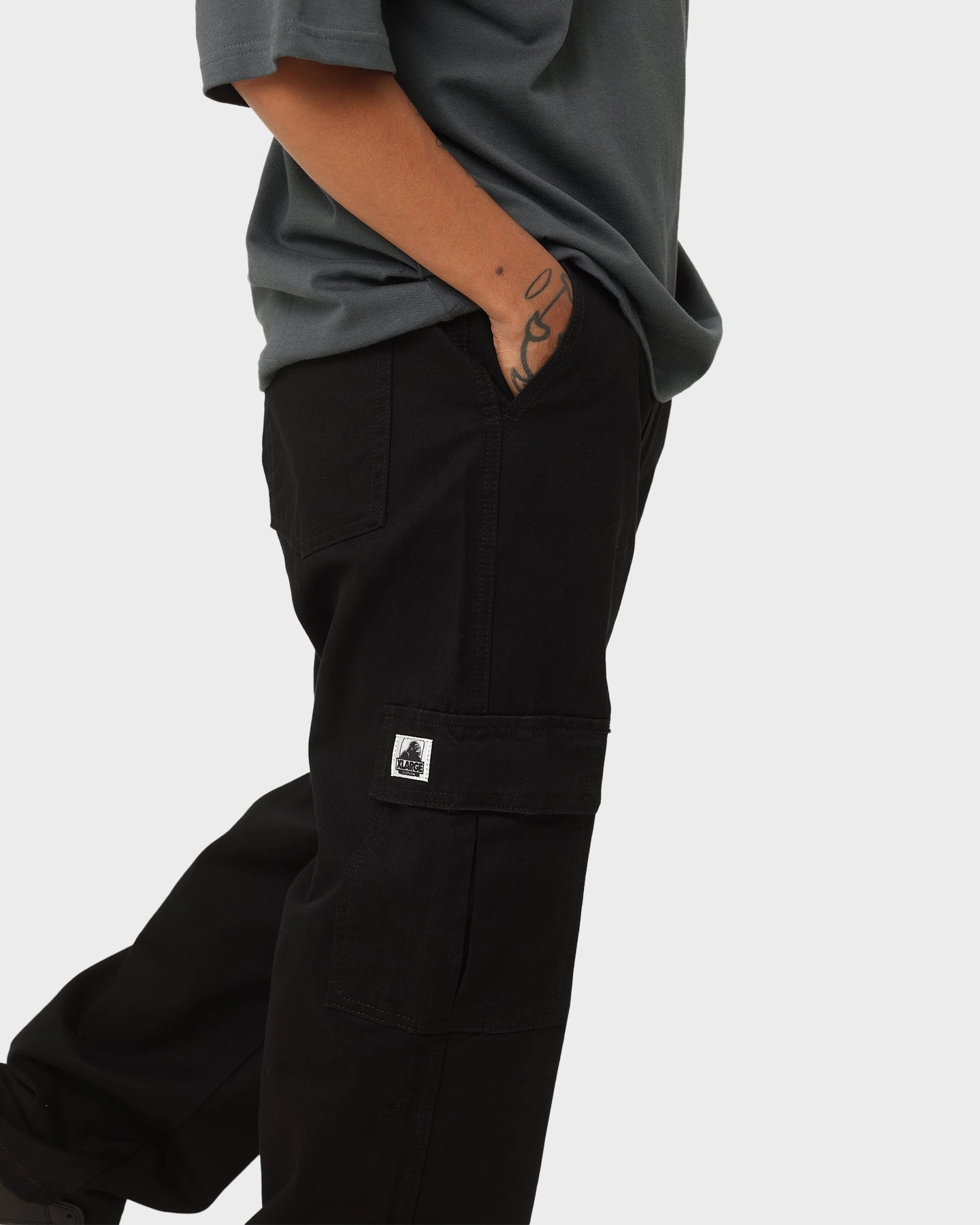 X-Large 91 Cargo Pants Black Layered Look Plus-size option