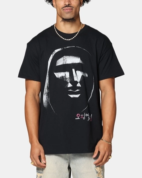 Goat Crew X Squid Game Front Man Vintage T-Shirt Black Casual Comfort Top Loose fitting comfort