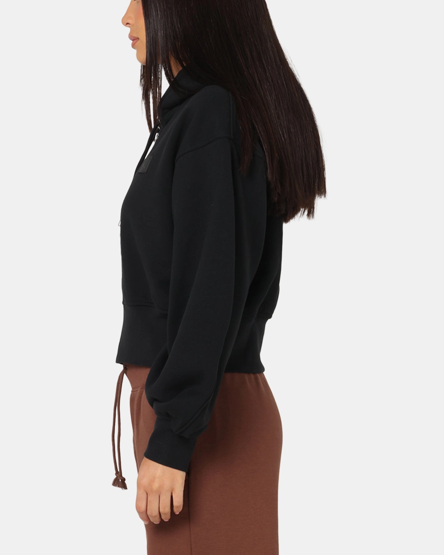 Anti Static Treatment sequined details Jordan Women's Flight Fleece Satin-Lined Hoodie Black/Dark Smoke