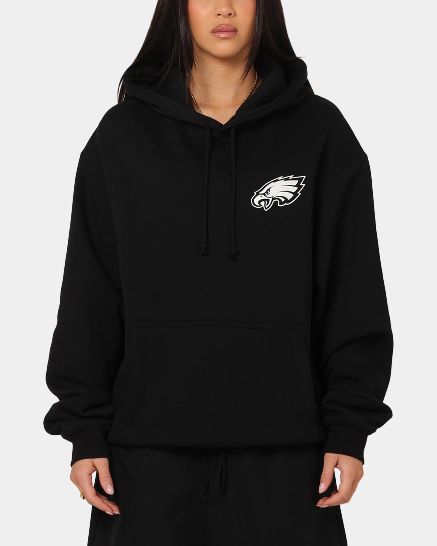 Heathered Texture Park Stroll Majestic Athletic Philadelphia Eagles Champs Serial Mono Hoodie Black