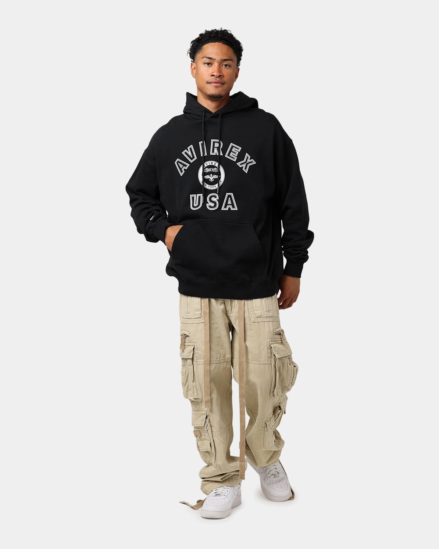 windproof lining Engage Avirex Stadium Hoodie Black