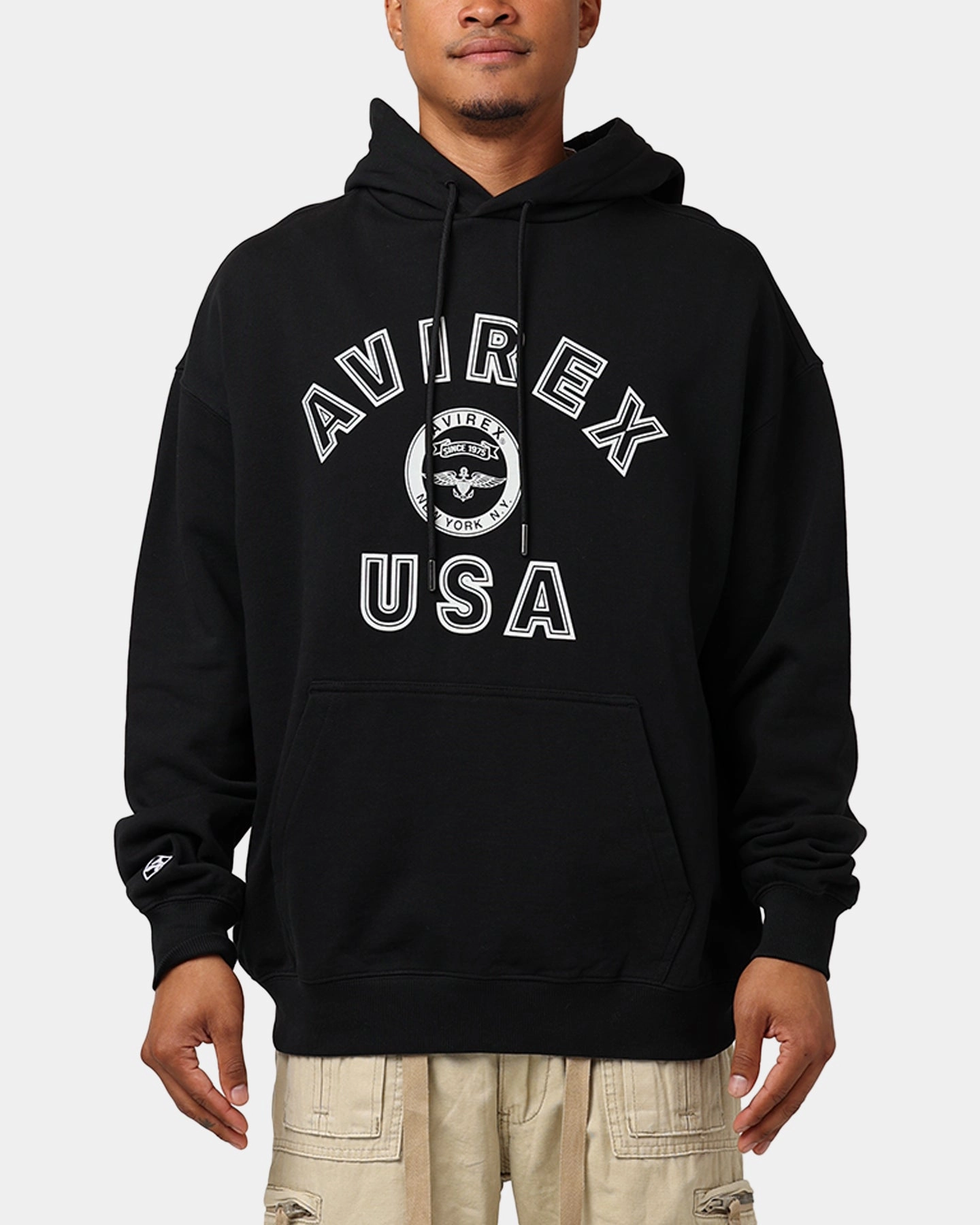 Waterproof Shell Taped Zippers Avirex Stadium Hoodie Black