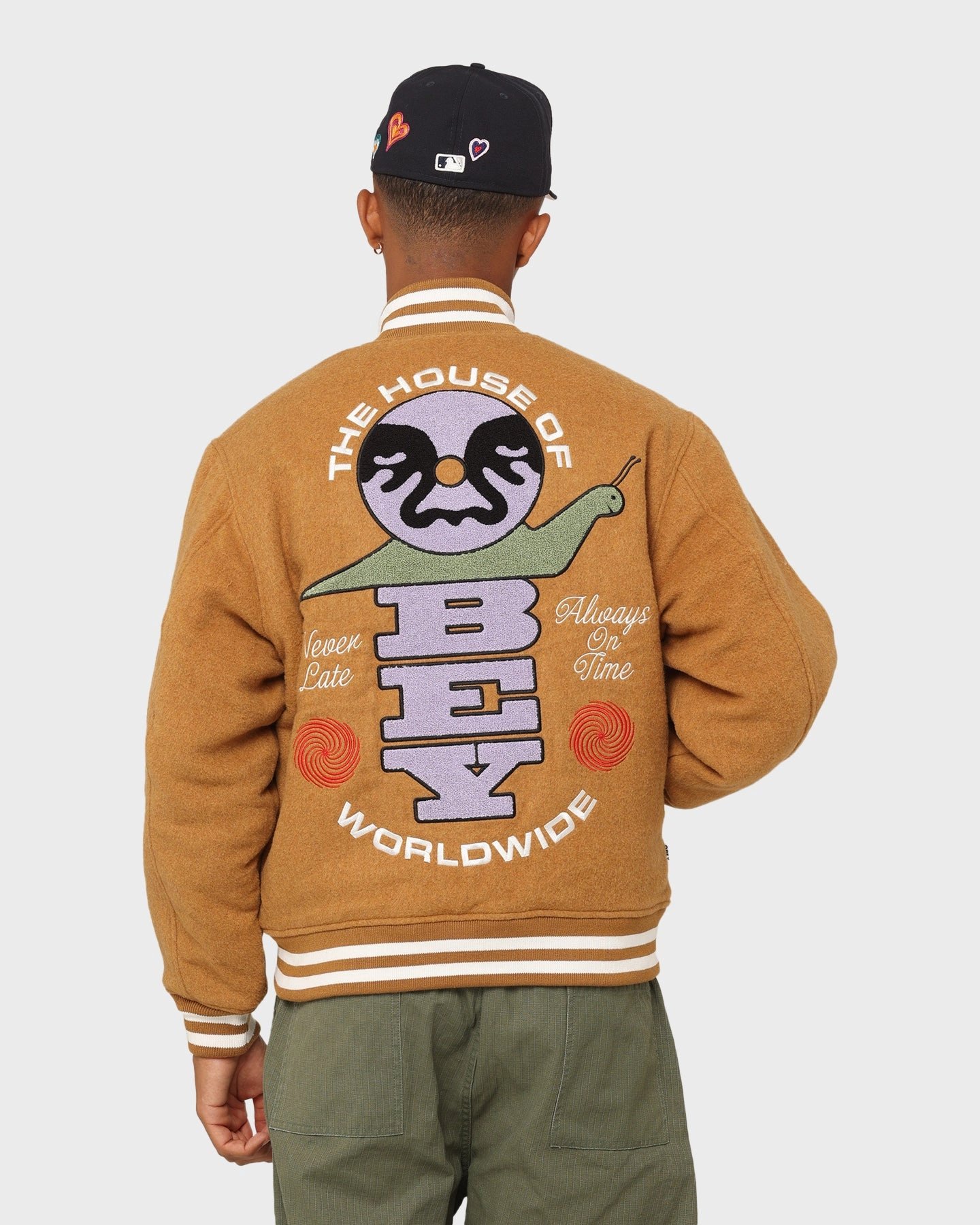 afternoon Obey Time Varsity Jacket Brown