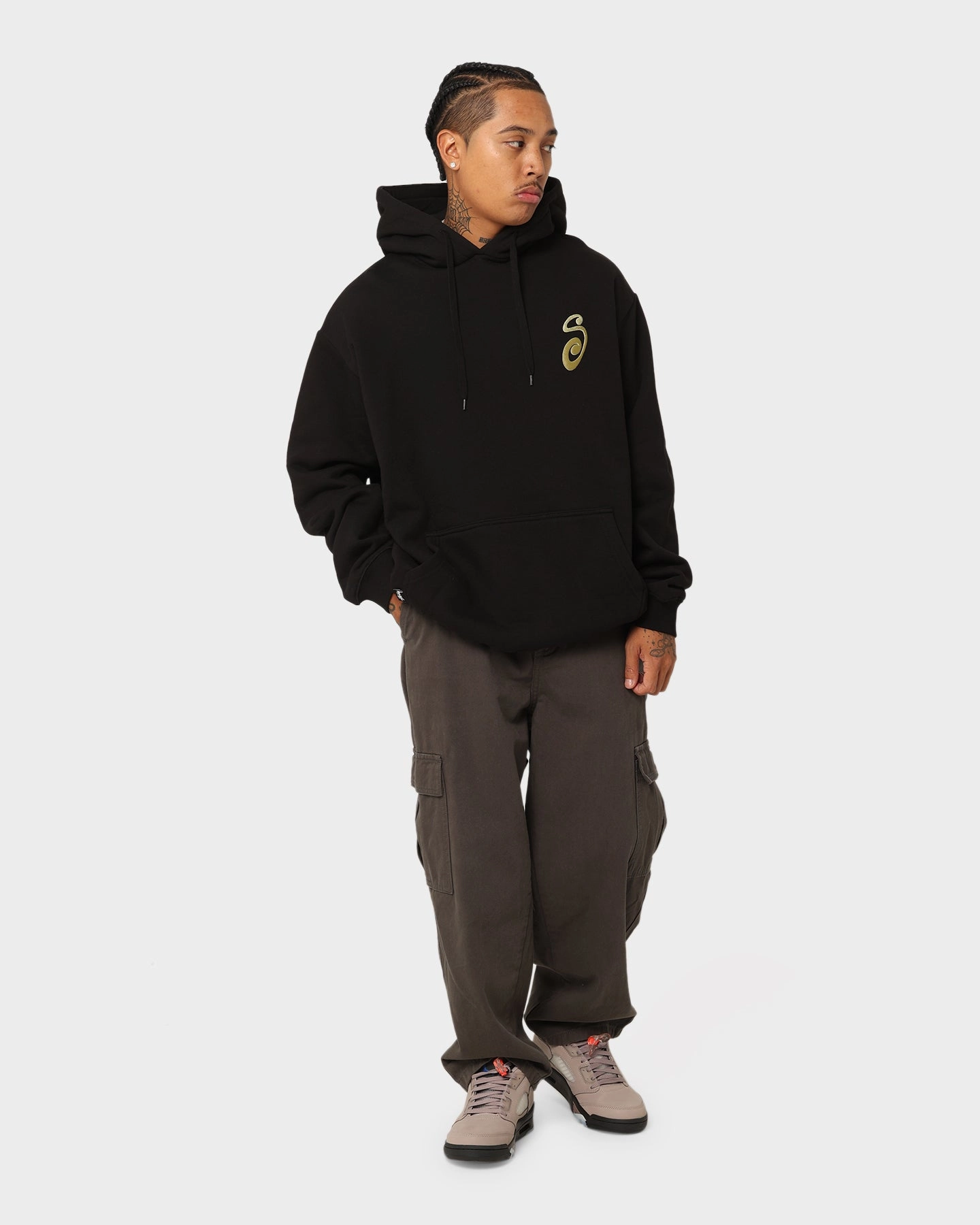 Stussy S IS Hoodie Black Collapsible Hood Structure