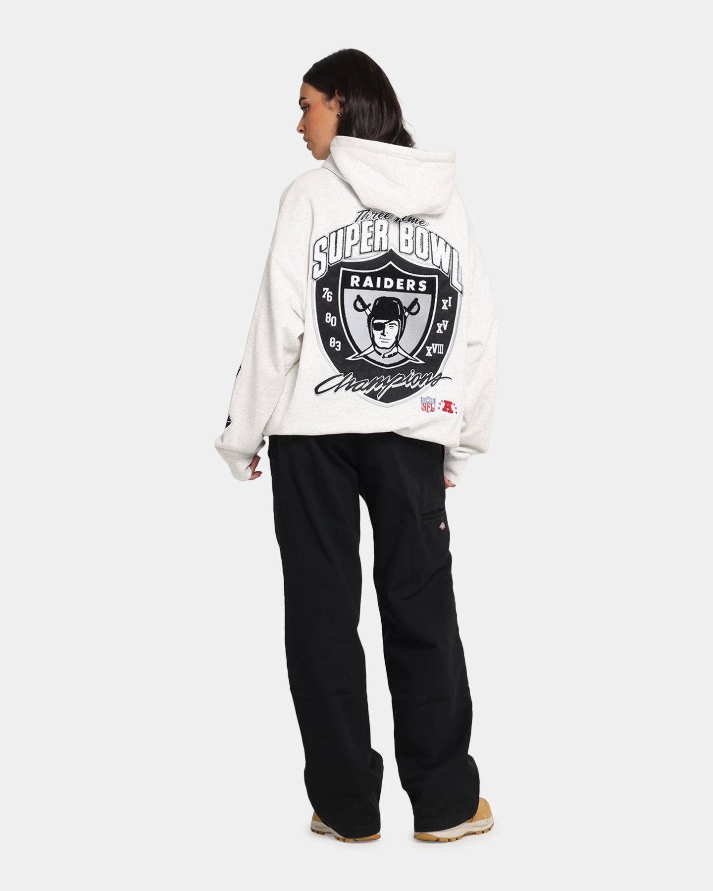 ElasticWaistband Mitchell & Ness Las Vegas Raiders National Champions Hoodie Silver Marle