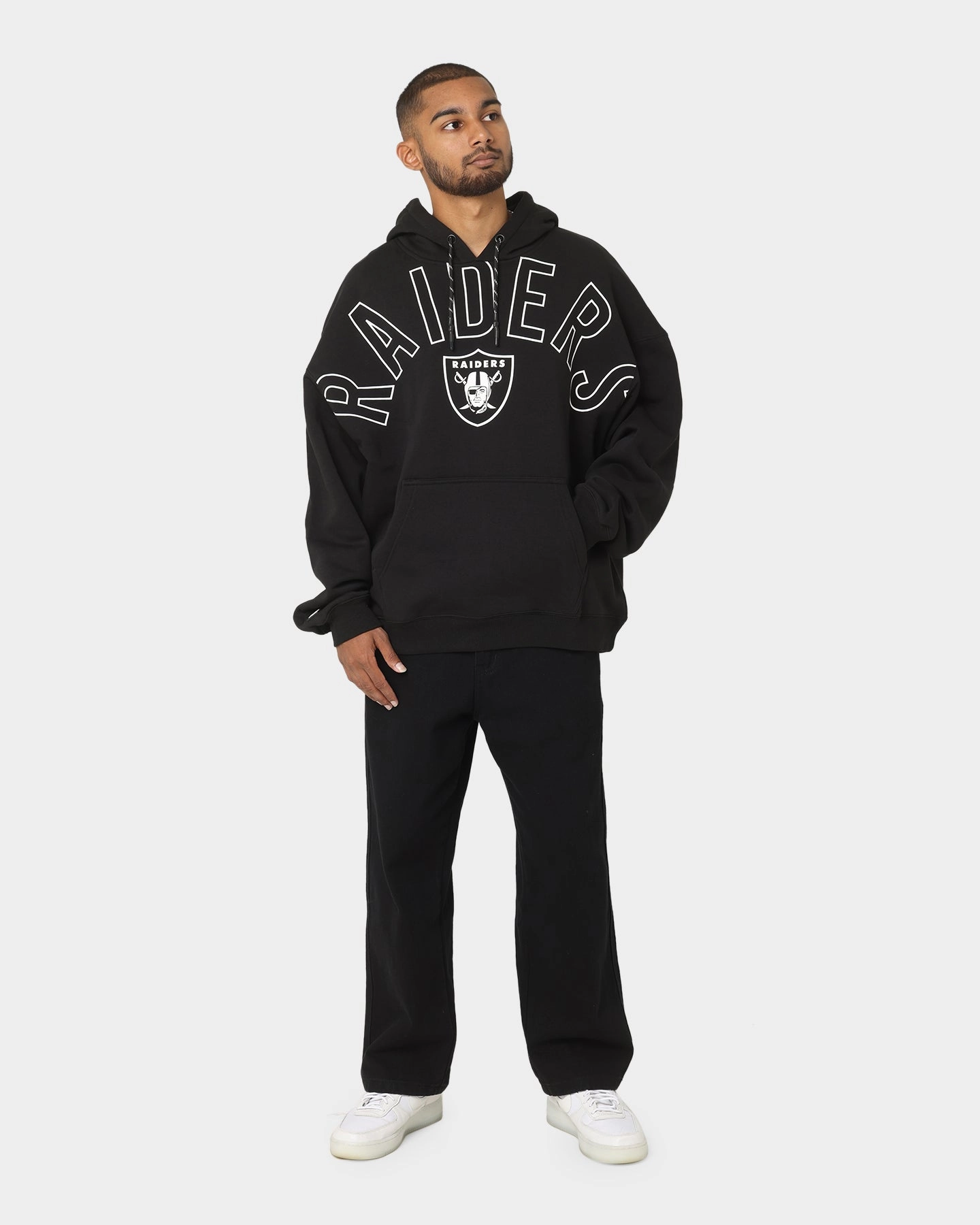 Majestic Athletic Las Vegas Raiders Tonals Oversized Hoodie Black Versatile Layering Piece size - inclusive