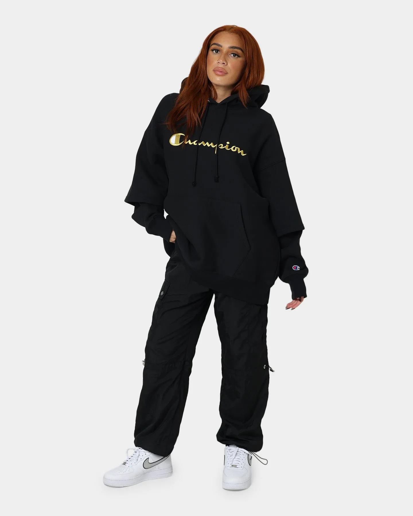 Champion Reverse Weave Double Layer Hoodie Black/Gold suitable for dance parties