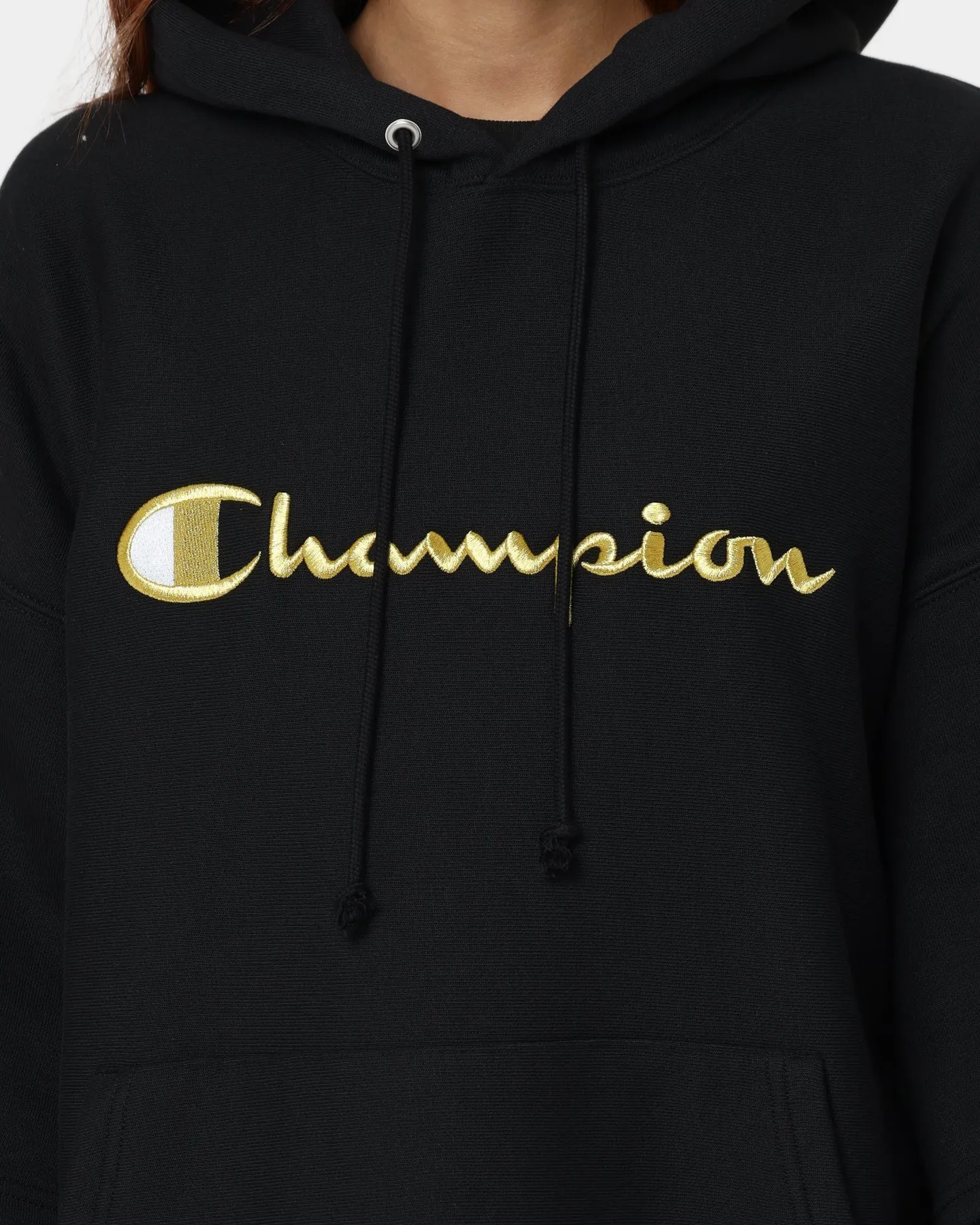 cruelty - free Champion Reverse Weave Double Layer Hoodie Black/Gold