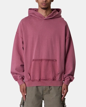 Reflective Detailing warm material MNML Raw Stitch Hoodie Purple