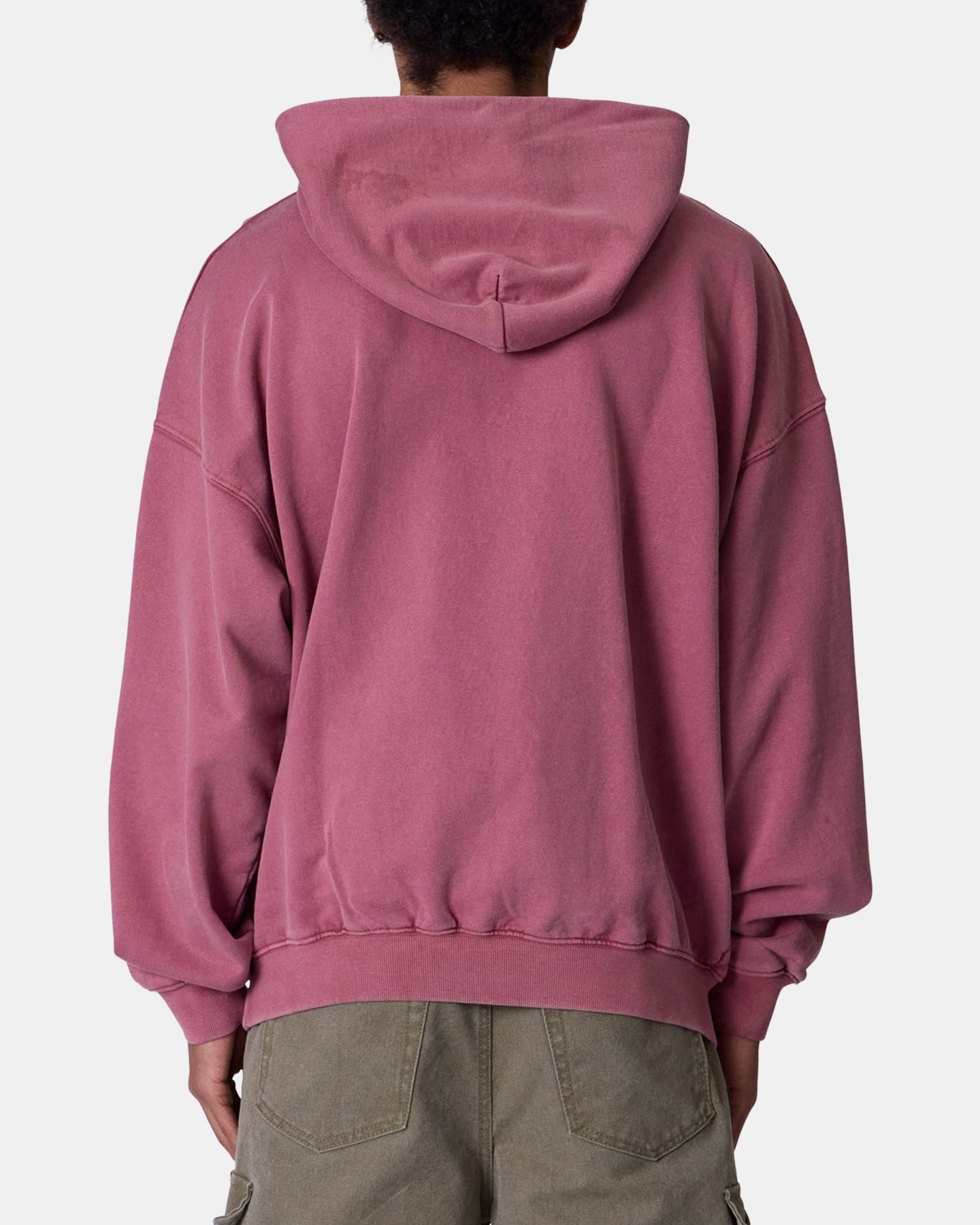 MNML Raw Stitch Hoodie Purple Double Stitched Seams