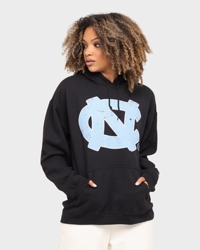 Snag Free Zippers NATIONAL COLLEGIATE ATHLETIC ASSC UNC Tar Heels Team Crest Vintage Hoodie Vintage Black