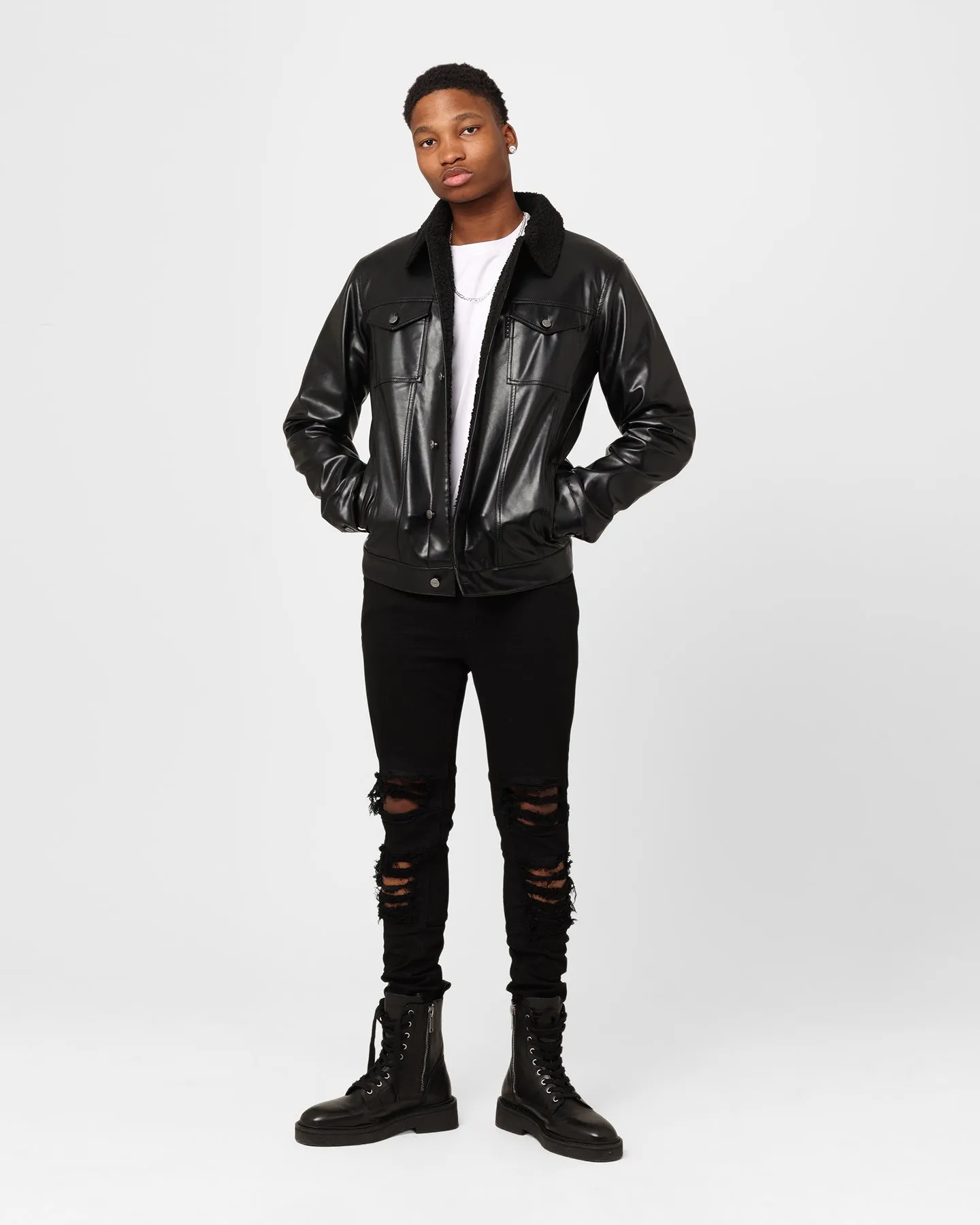 Saint Morta Xon Sherpa Jacket Black shearling Versatile Design