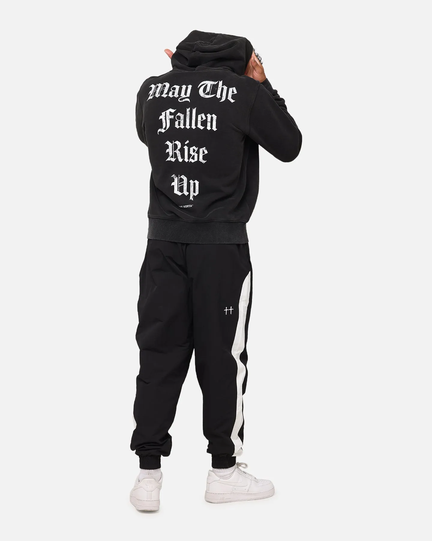 suitable for charity events snap closure Saint Morta Fallen Rising Boxy Hoodie Vintage Black