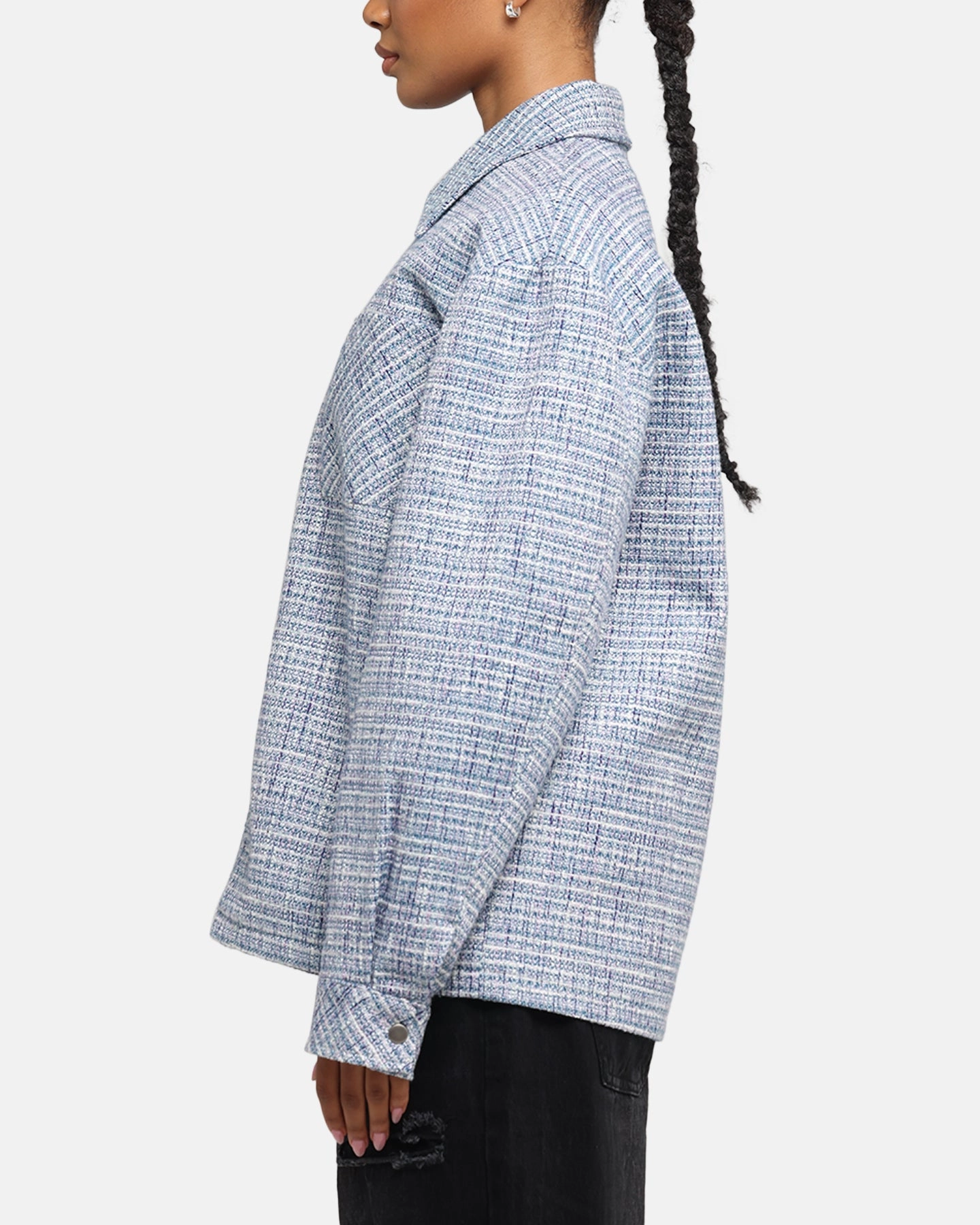 XXIII Boucle Tweed Zip Jacket Teal/Blue/Purple Pullover