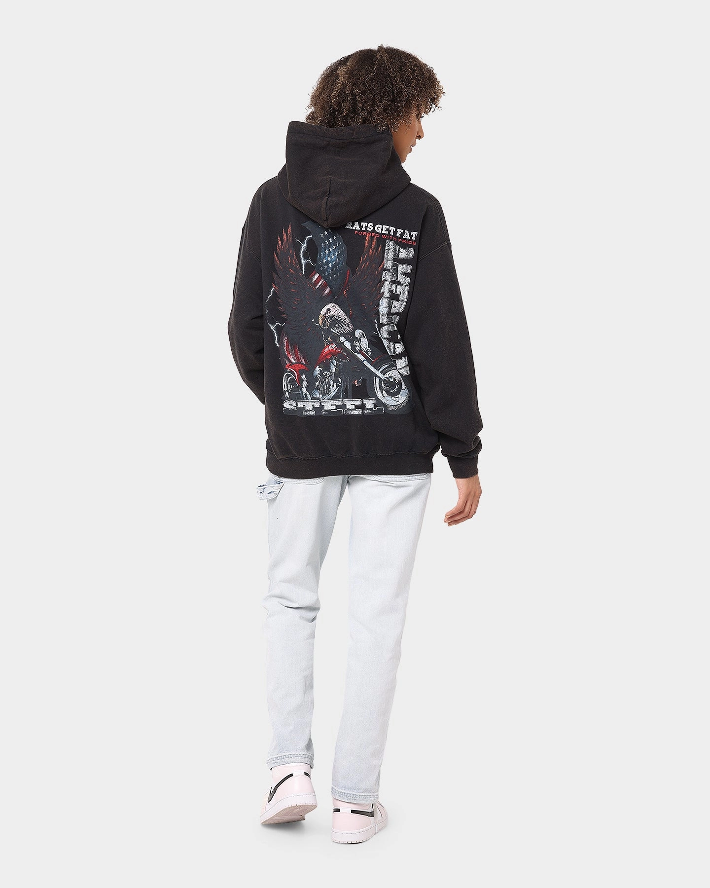 Rats Get Fat American Steel Vintage Hoodie Black Wash Mountain Ready Decal