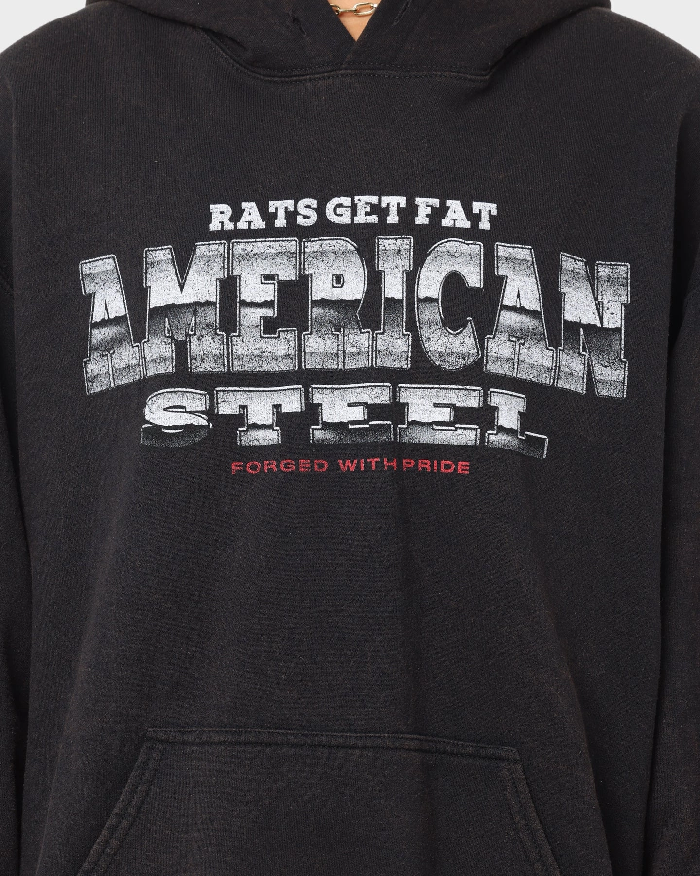 Weekend Comfort Effort Rats Get Fat American Steel Vintage Hoodie Black Wash