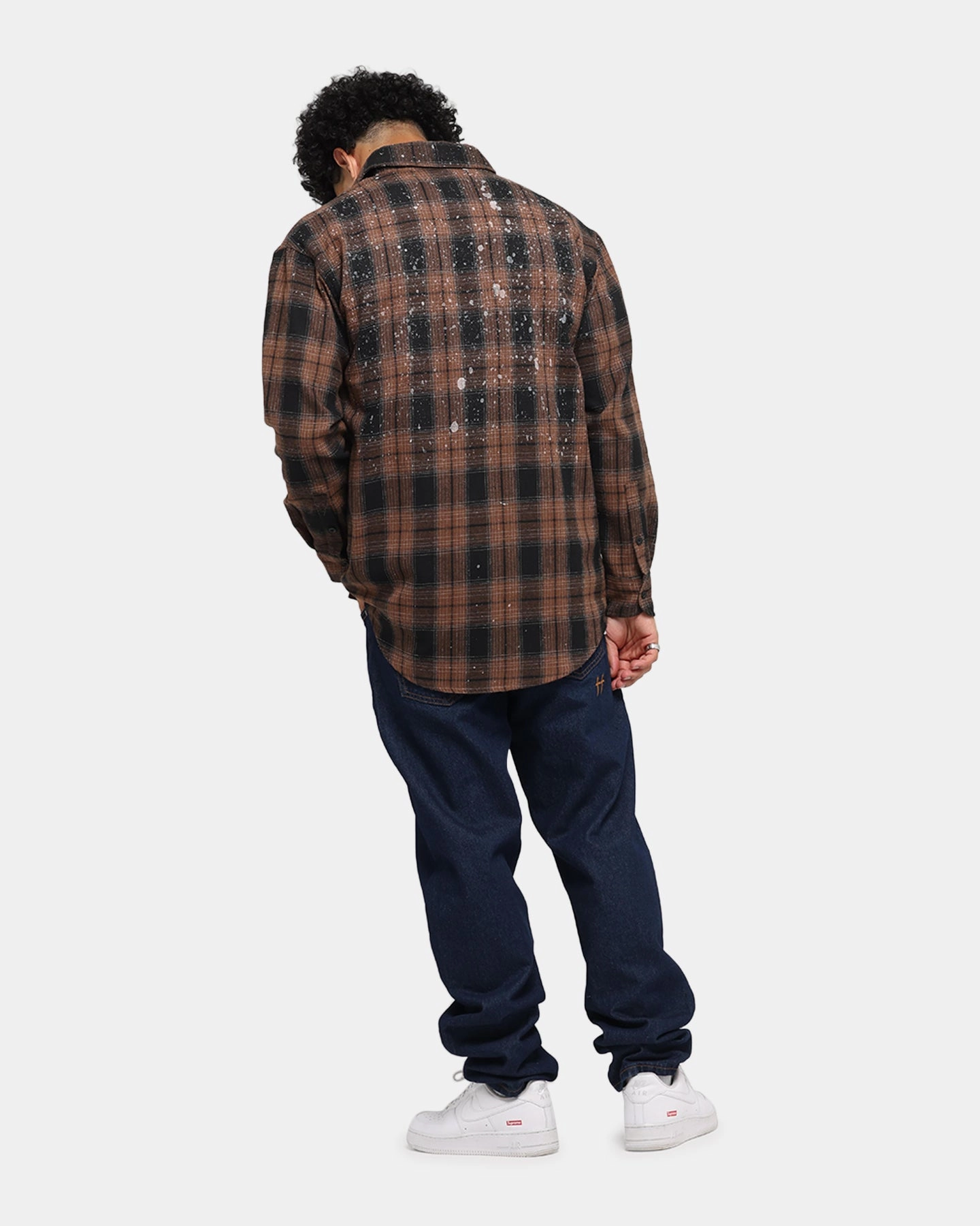 Saint Morta Spray Long Sleeve Flannel Shirt Brown Shimmer Effect