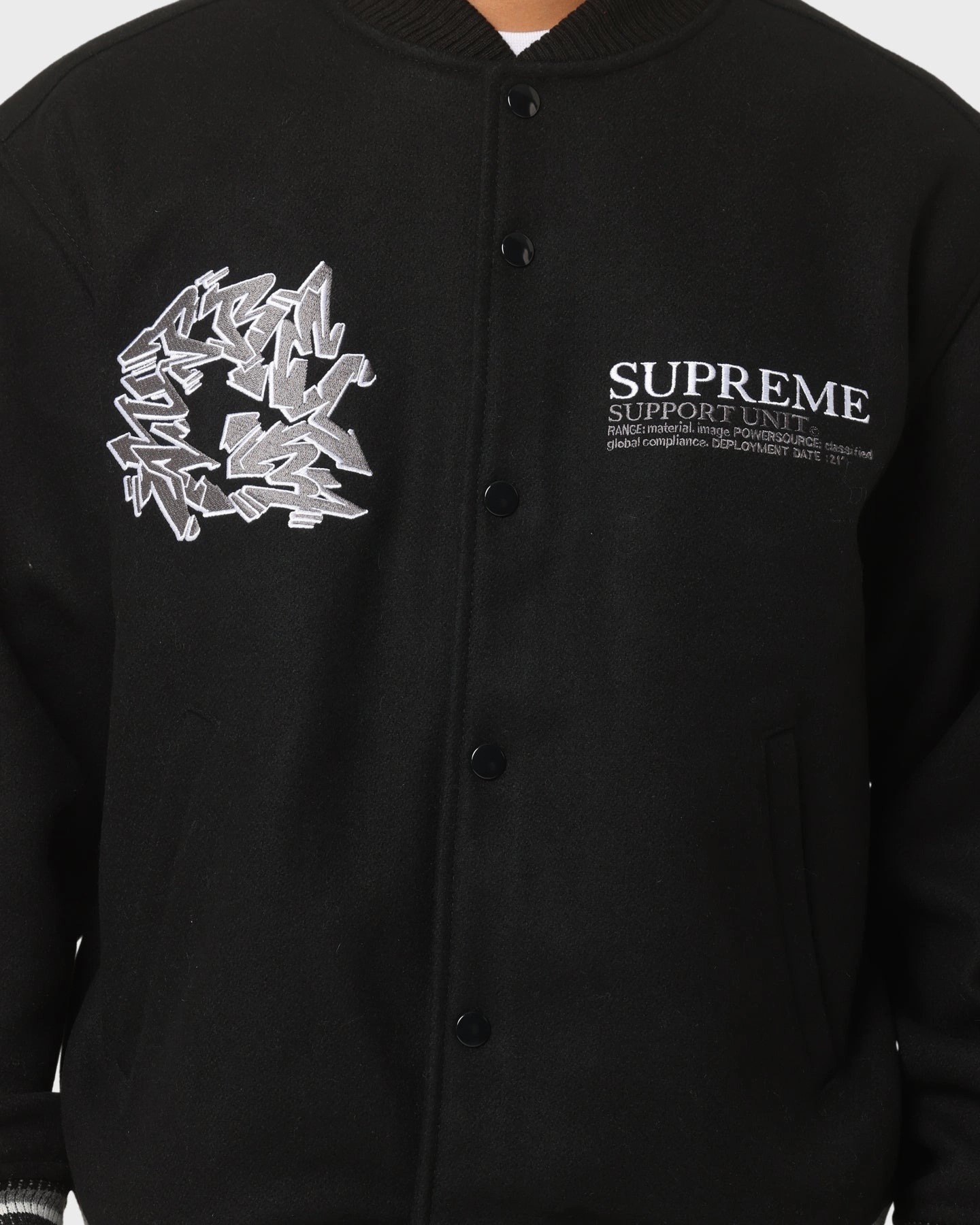Action Sleepwear Supreme Support Unit Varsity Jacket Black